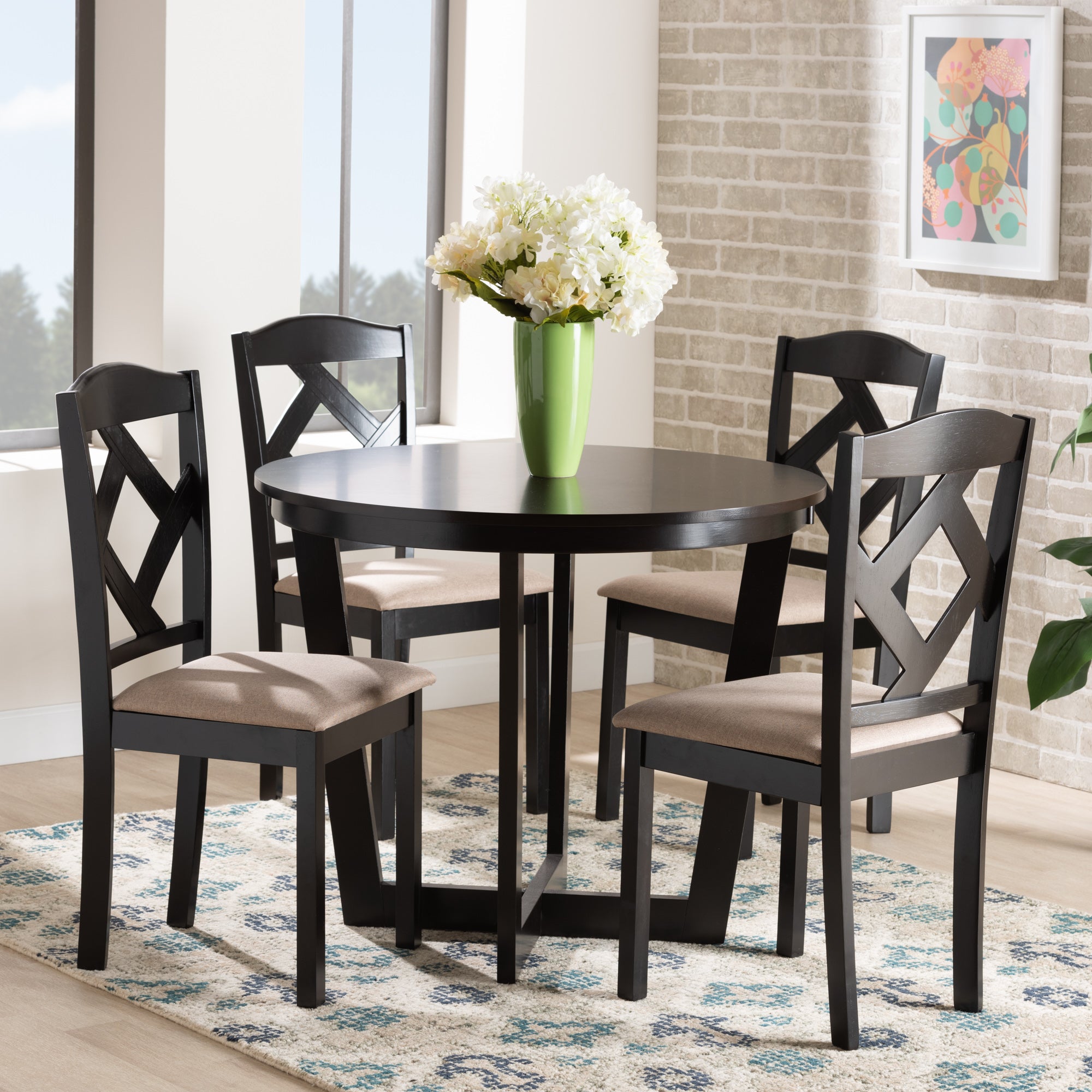 Morigan Modern Dining Table & Dining Chairs 5-Piece-Dining Set-Baxton Studio - WI-Wall2Wall Furnishings