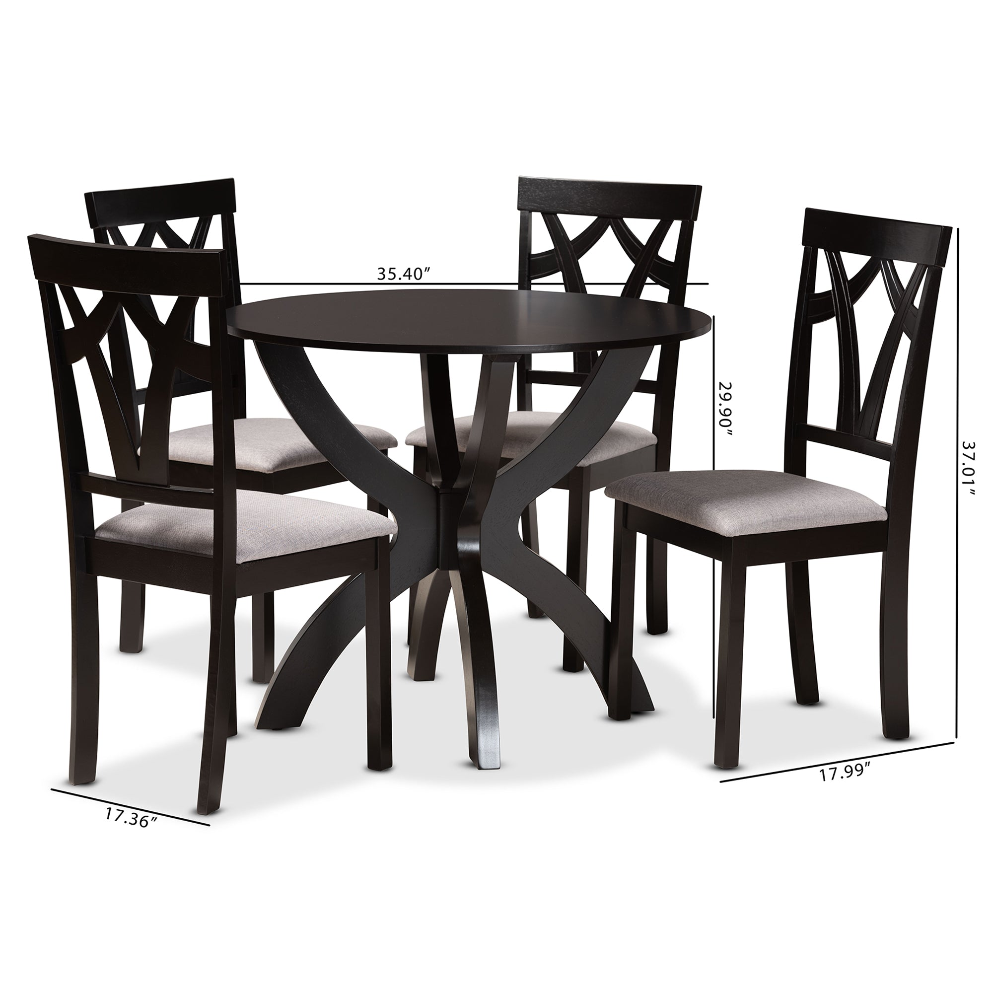 Rasa Modern Table & Dining Chairs 5-Piece-Dining Set-Baxton Studio - WI-Wall2Wall Furnishings