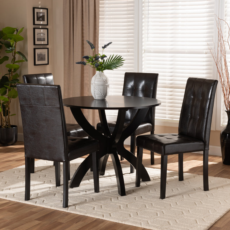 Elira Modern Dining Table & Dining Chairs 5-Piece-Dining Set-Baxton Studio - WI-Wall2Wall Furnishings
