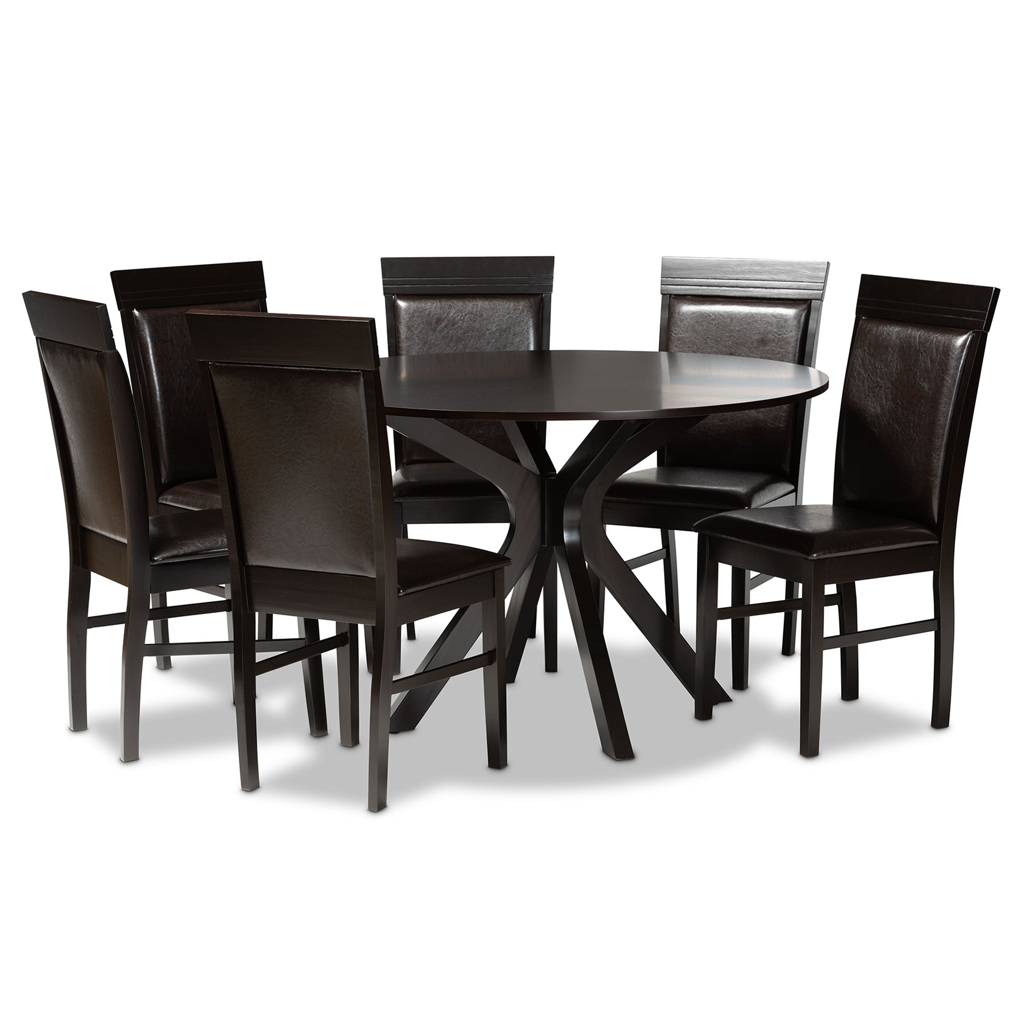 Jeane Modern Table & Six (6) Dining Chairs 7-Piece-Dining Set-Baxton Studio - WI-Wall2Wall Furnishings