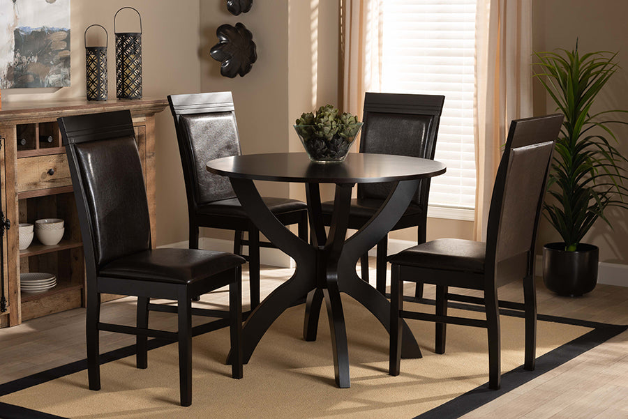 Ancel Modern Dining Table & Dining Chairs 5-Piece-Dining Set-Baxton Studio - WI-Wall2Wall Furnishings