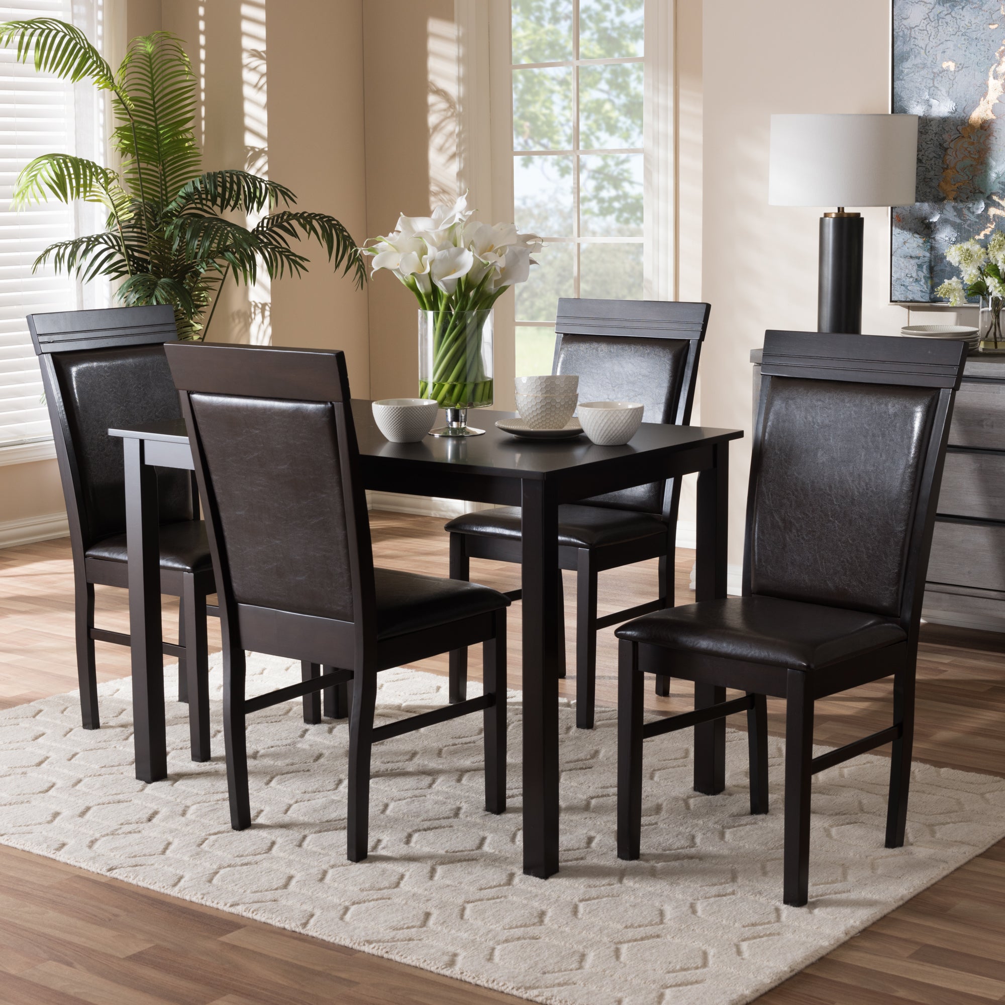Thea Contemporary Table & Dining Chairs 5-Piece-Dining Set-Baxton Studio - WI-Wall2Wall Furnishings