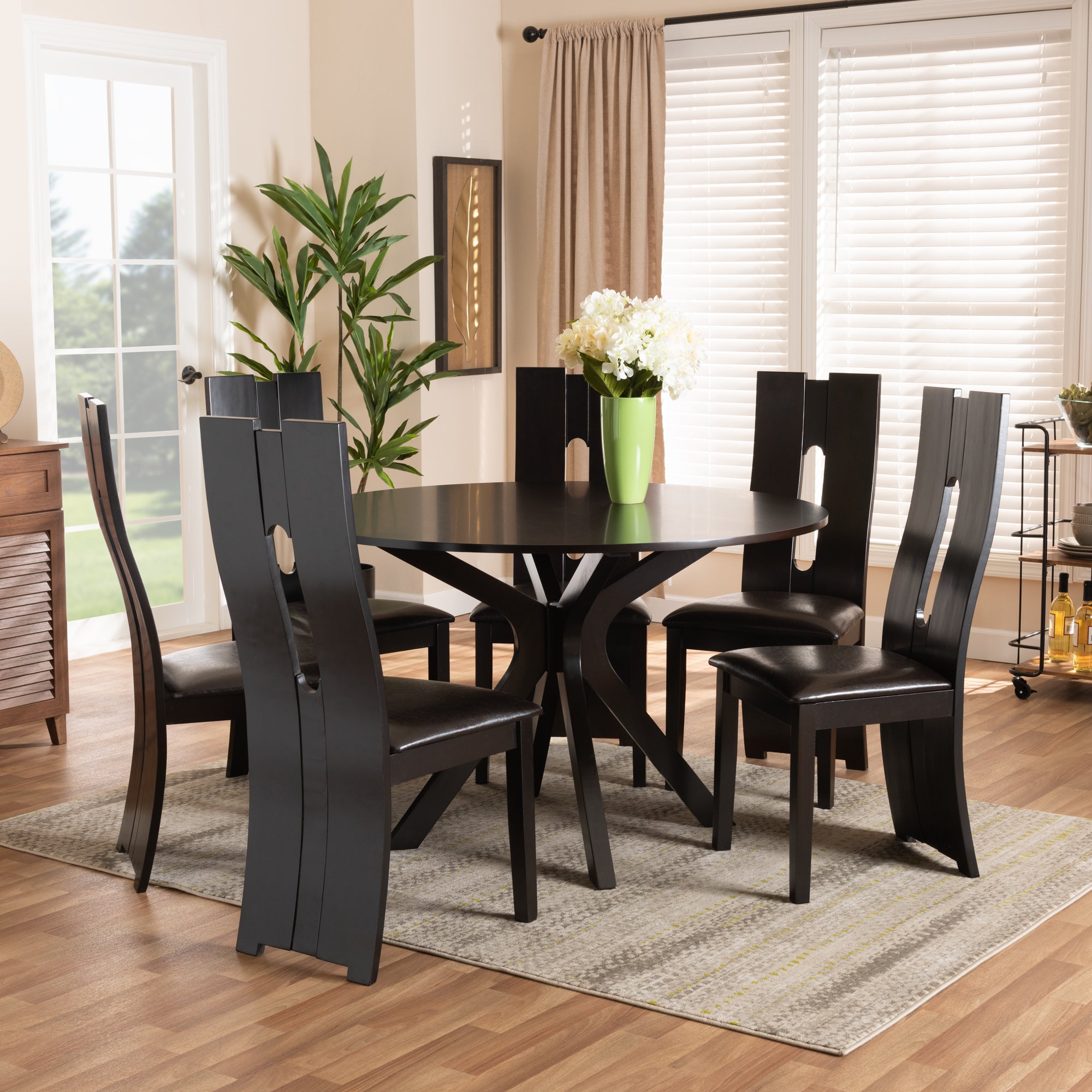 Kenyon Modern Table & Six (6) Dining Chairs 7-Piece-Dining Set-Baxton Studio - WI-Wall2Wall Furnishings