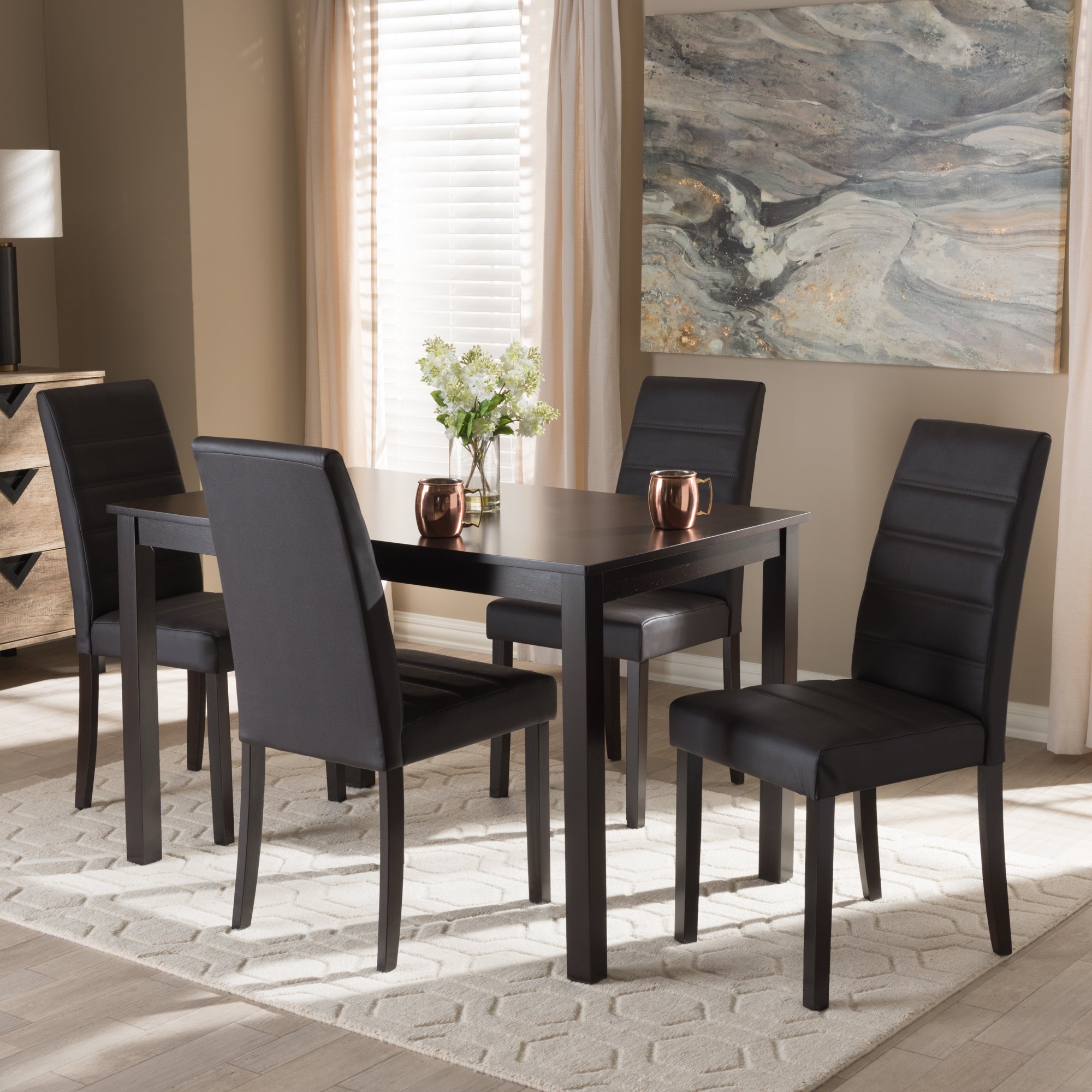Lorelle Contemporary Dining Table & Dining Chairs 5-Piece-Dining Set-Baxton Studio - WI-Wall2Wall Furnishings