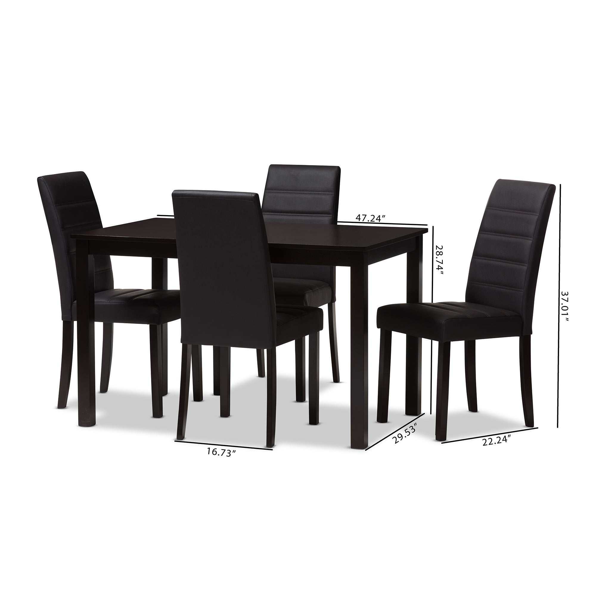 Lorelle Contemporary Dining Table & Dining Chairs 5-Piece-Dining Set-Baxton Studio - WI-Wall2Wall Furnishings