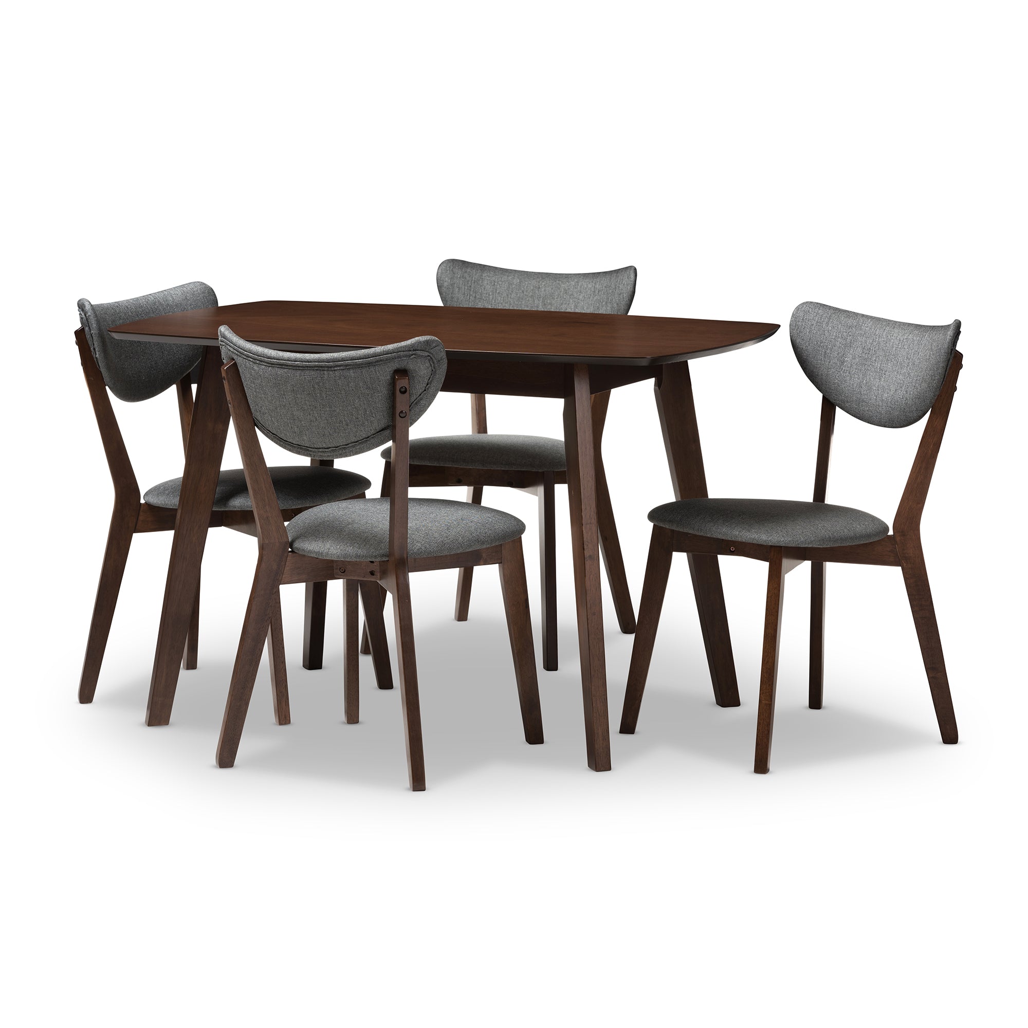 Hadrea Mid-Century Dining Table & Dining Chairs-Dining Set-Baxton Studio - WI-Wall2Wall Furnishings
