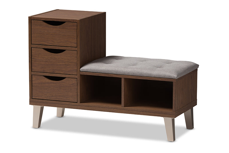 Arielle Contemporary Storage Bench 3-Drawer with Two Open Shelves-Storage Bench-Baxton Studio - WI-Wall2Wall Furnishings