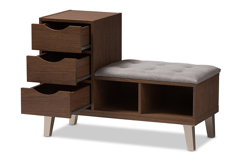 Arielle Contemporary Storage Bench 3-Drawer with Two Open Shelves-Storage Bench-Baxton Studio - WI-Wall2Wall Furnishings