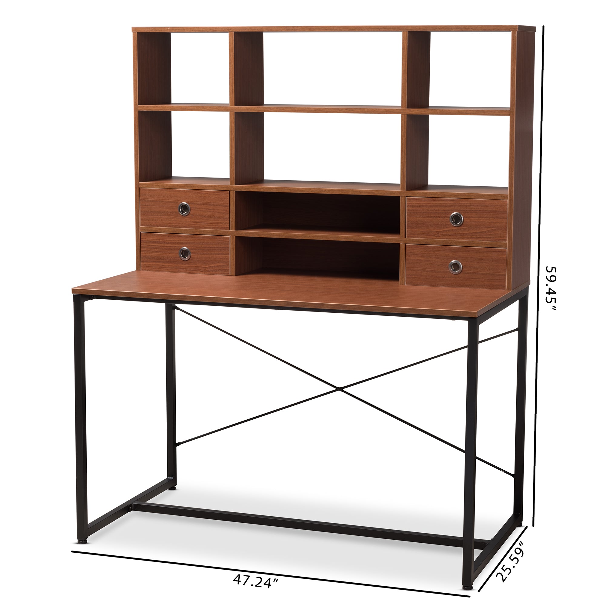 Edwin Industrial Desk 2-in-1-Desk-Baxton Studio - WI-Wall2Wall Furnishings