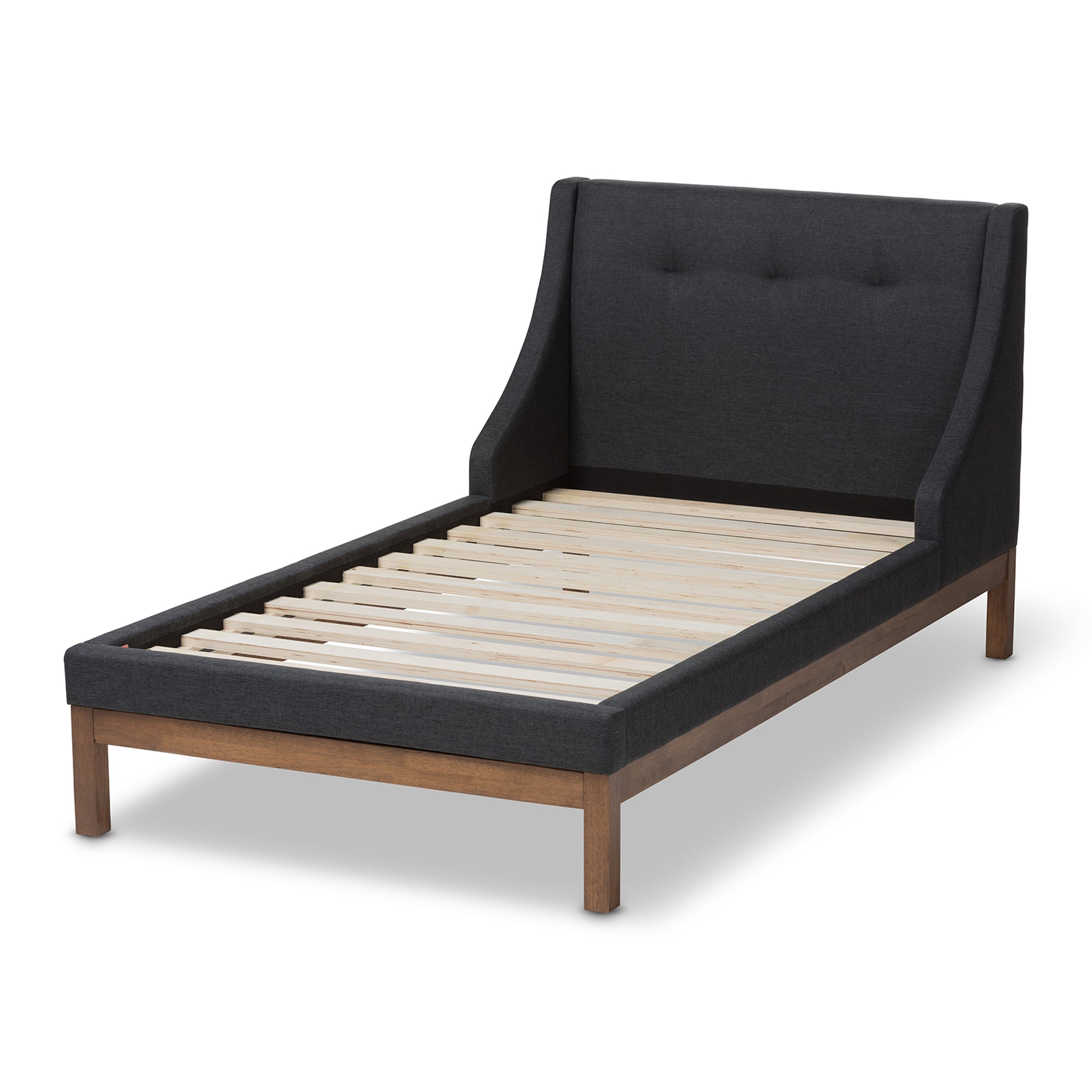 Louvain Contemporary Bed Walnut-Finished-Bed-Baxton Studio - WI-Wall2Wall Furnishings