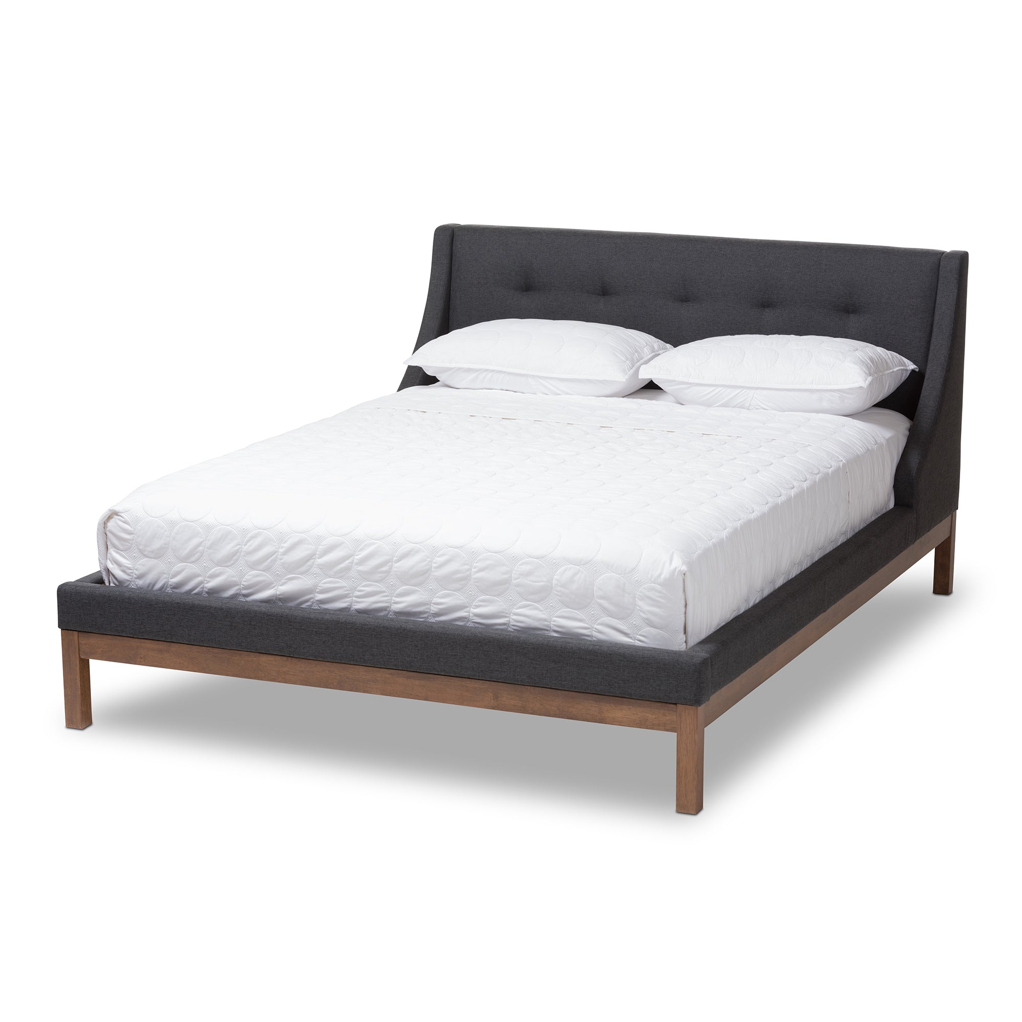 Louvain Contemporary Bed Walnut-Finished-Bed-Baxton Studio - WI-Wall2Wall Furnishings