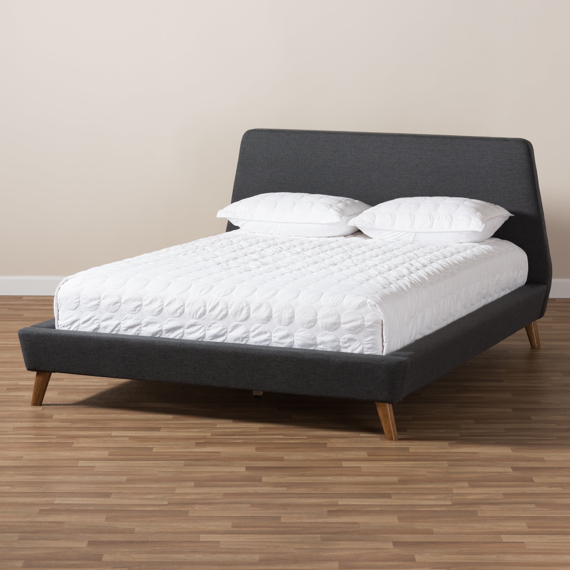 Sinclaire Contemporary Bed Walnut-Finished-Bed-Baxton Studio - WI-Wall2Wall Furnishings