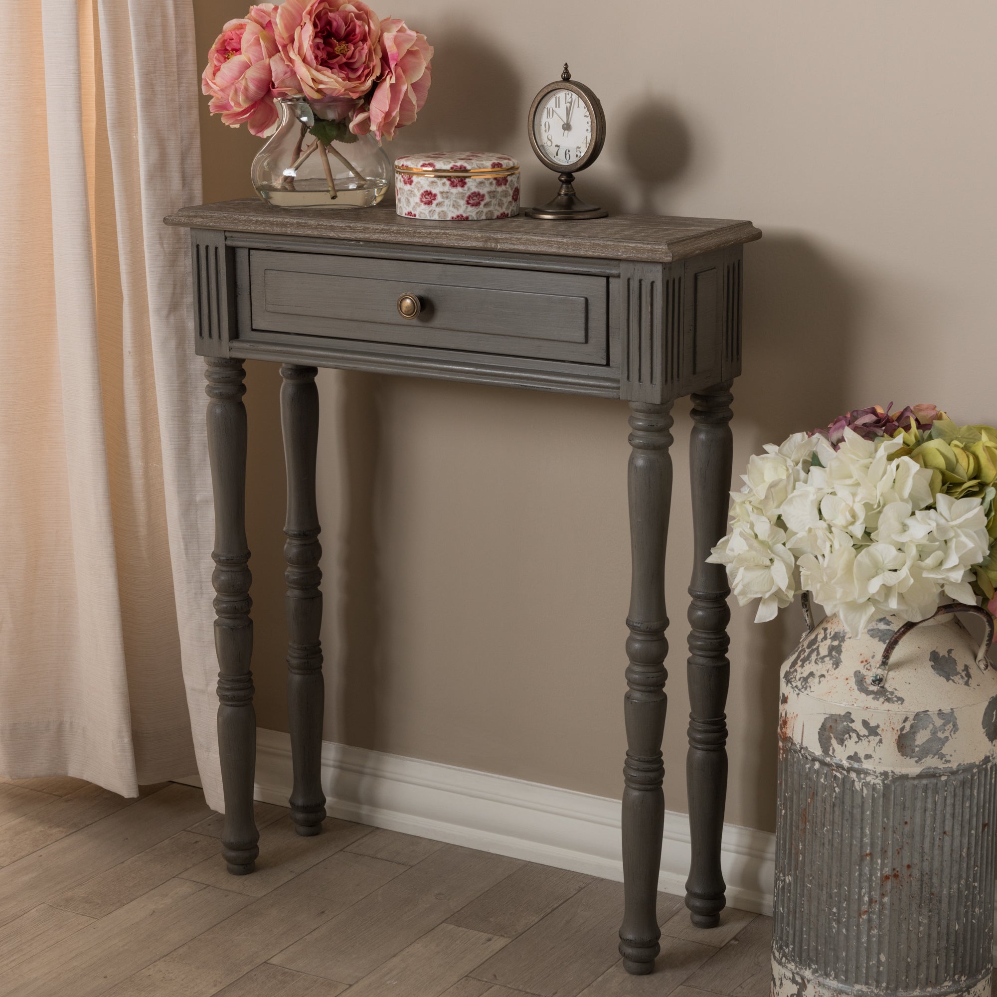 Noemie Country Cottage Console Table 1-Drawer-Console Table-Baxton Studio - WI-Wall2Wall Furnishings