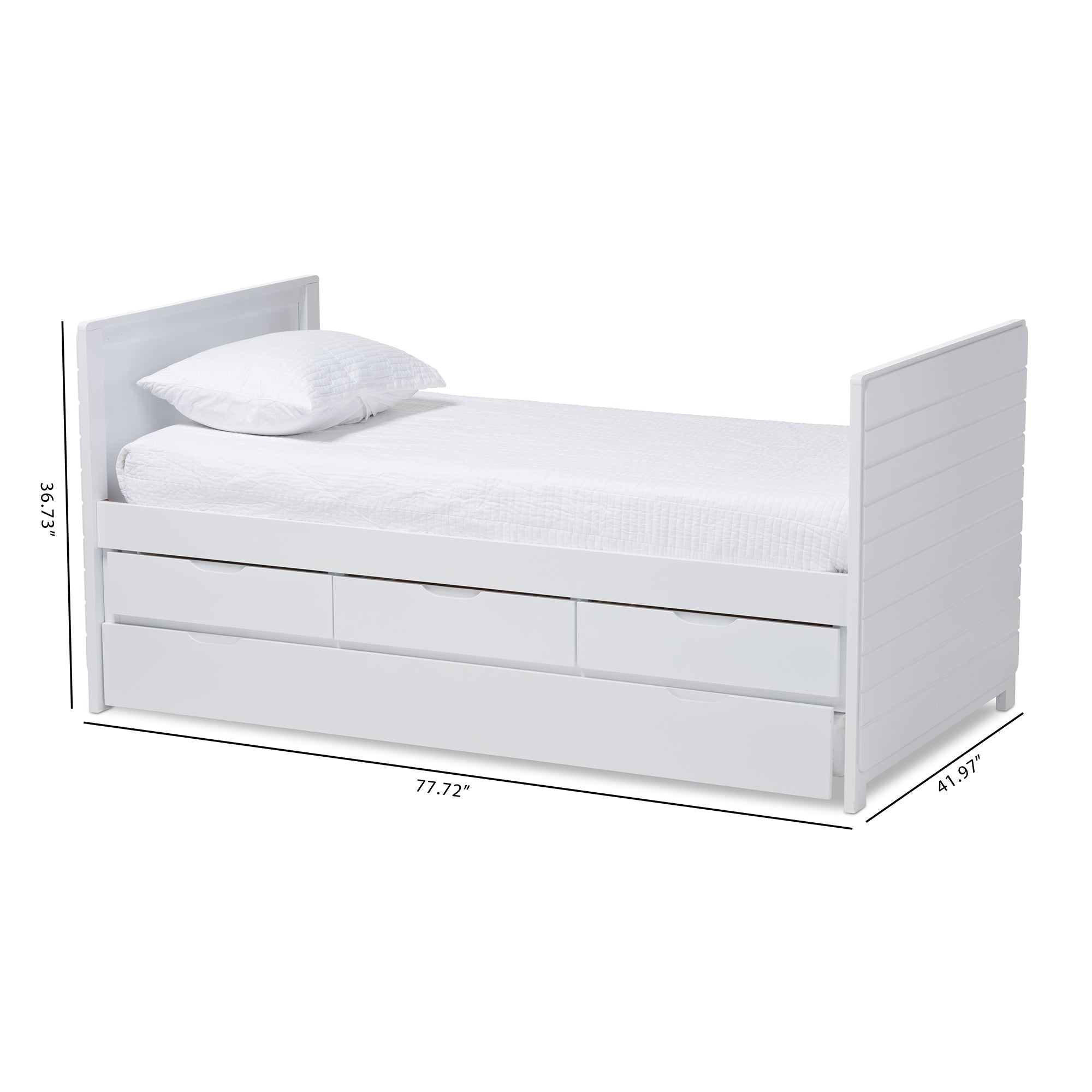 Linna Contemporary Daybed White-Finished with Trundle-Daybed-Baxton Studio - WI-Wall2Wall Furnishings