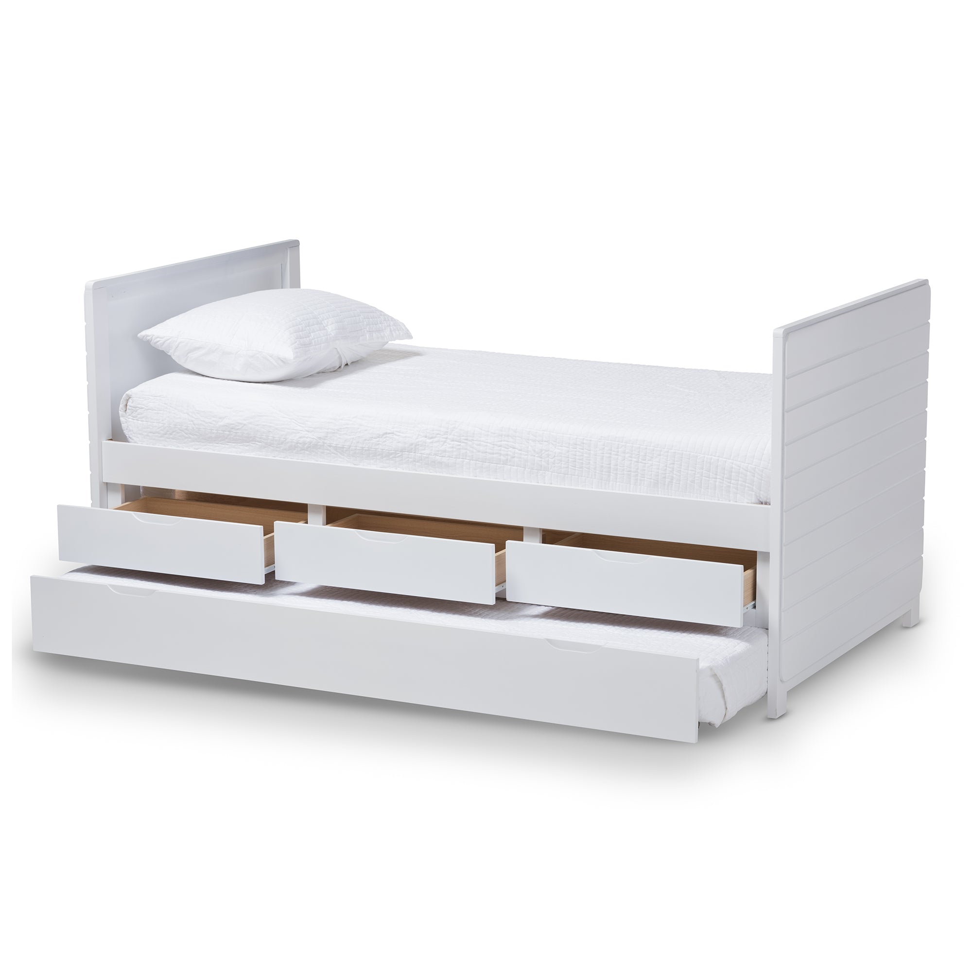 Linna Contemporary Daybed White-Finished with Trundle-Daybed-Baxton Studio - WI-Wall2Wall Furnishings