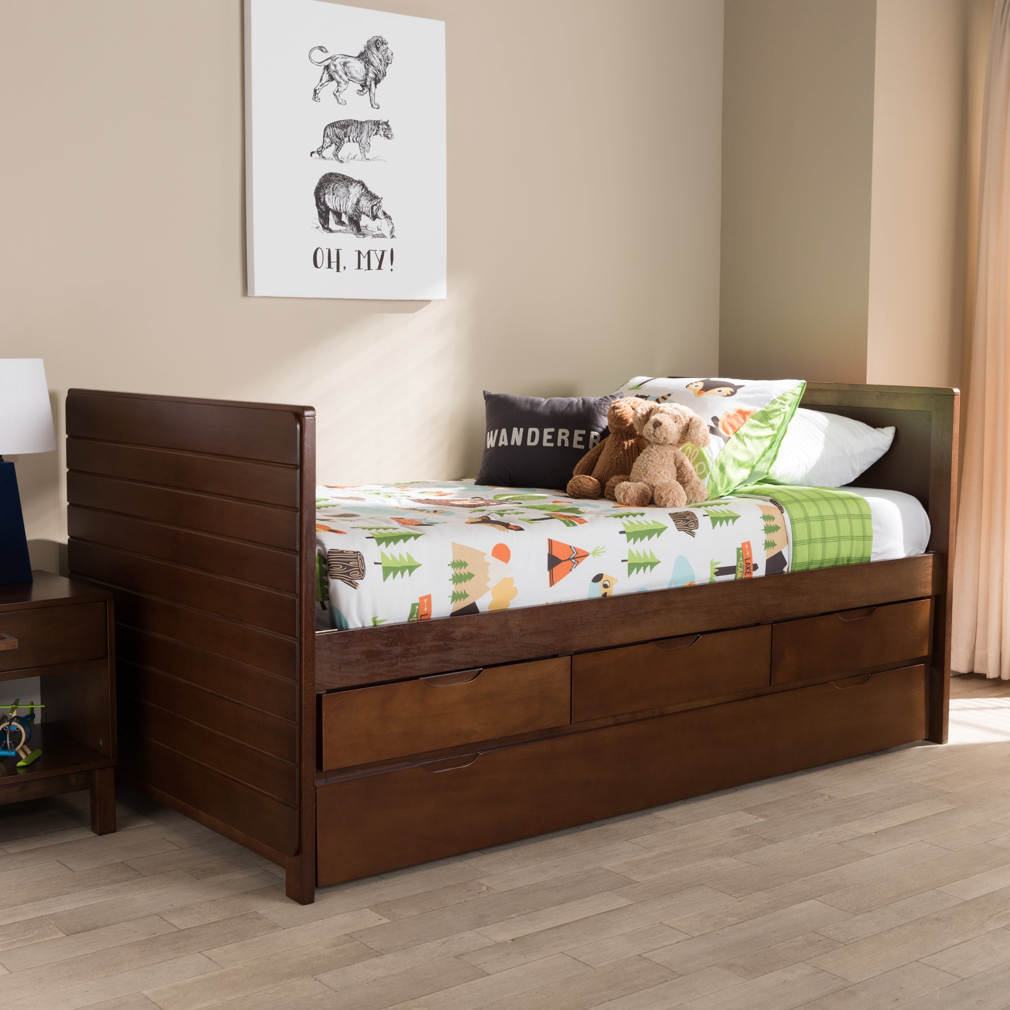 Linna Contemporary Daybed Brown-Finished with Trundle-Daybed-Baxton Studio - WI-Wall2Wall Furnishings