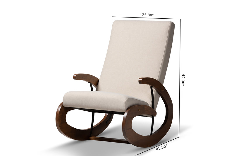 Kaira Contemporary Rocking Chair Walnut-Finished-Rocking Chair-Baxton Studio - WI-Wall2Wall Furnishings