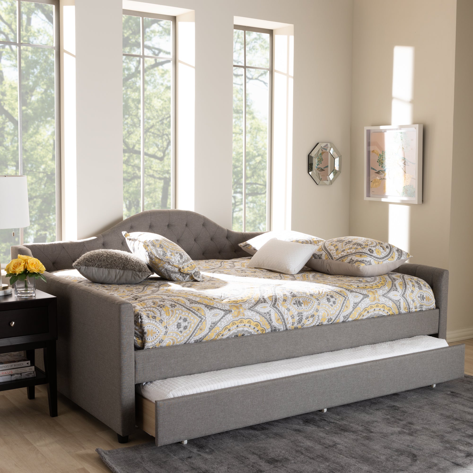 Eliza Contemporary Daybed with Trundle-Daybed & Trundle-Baxton Studio - WI-Wall2Wall Furnishings