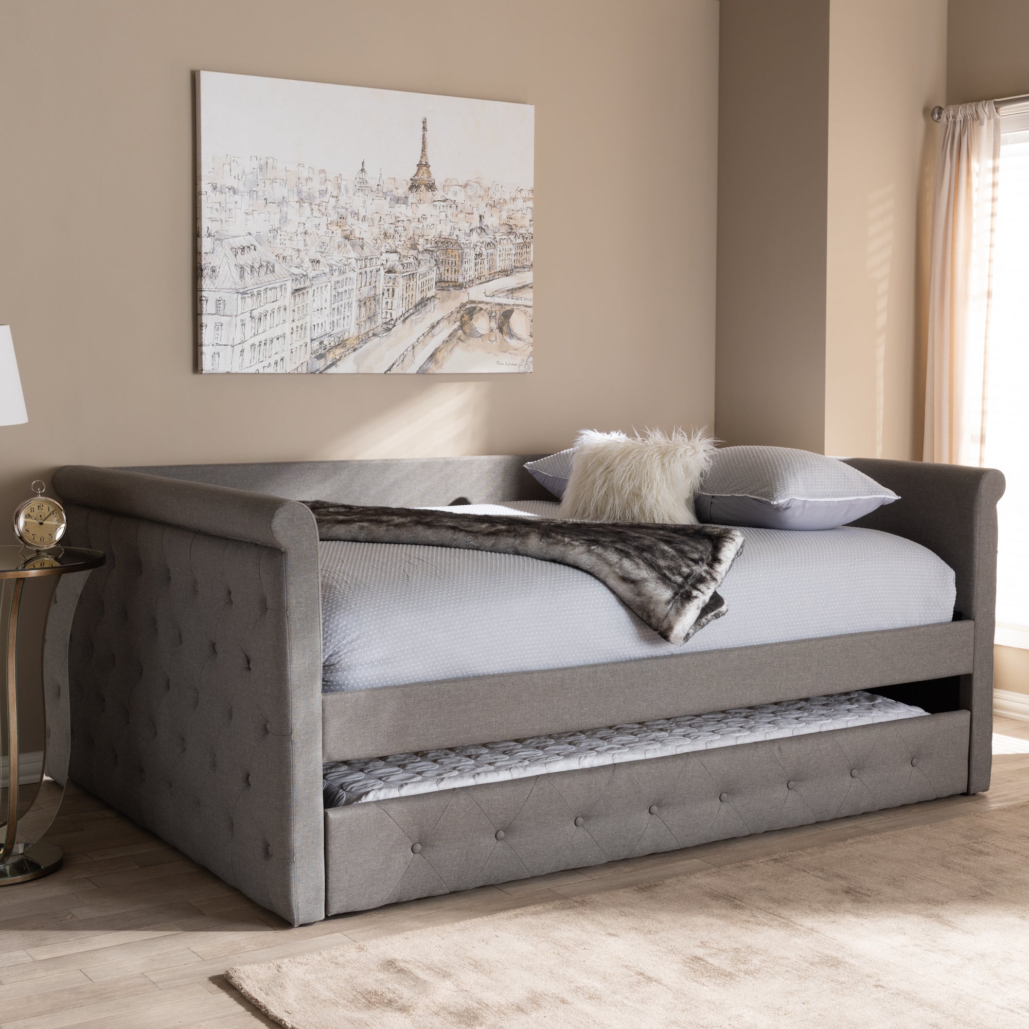 Alena Contemporary Daybed with Trundle-Daybed & Trundle-Baxton Studio - WI-Wall2Wall Furnishings