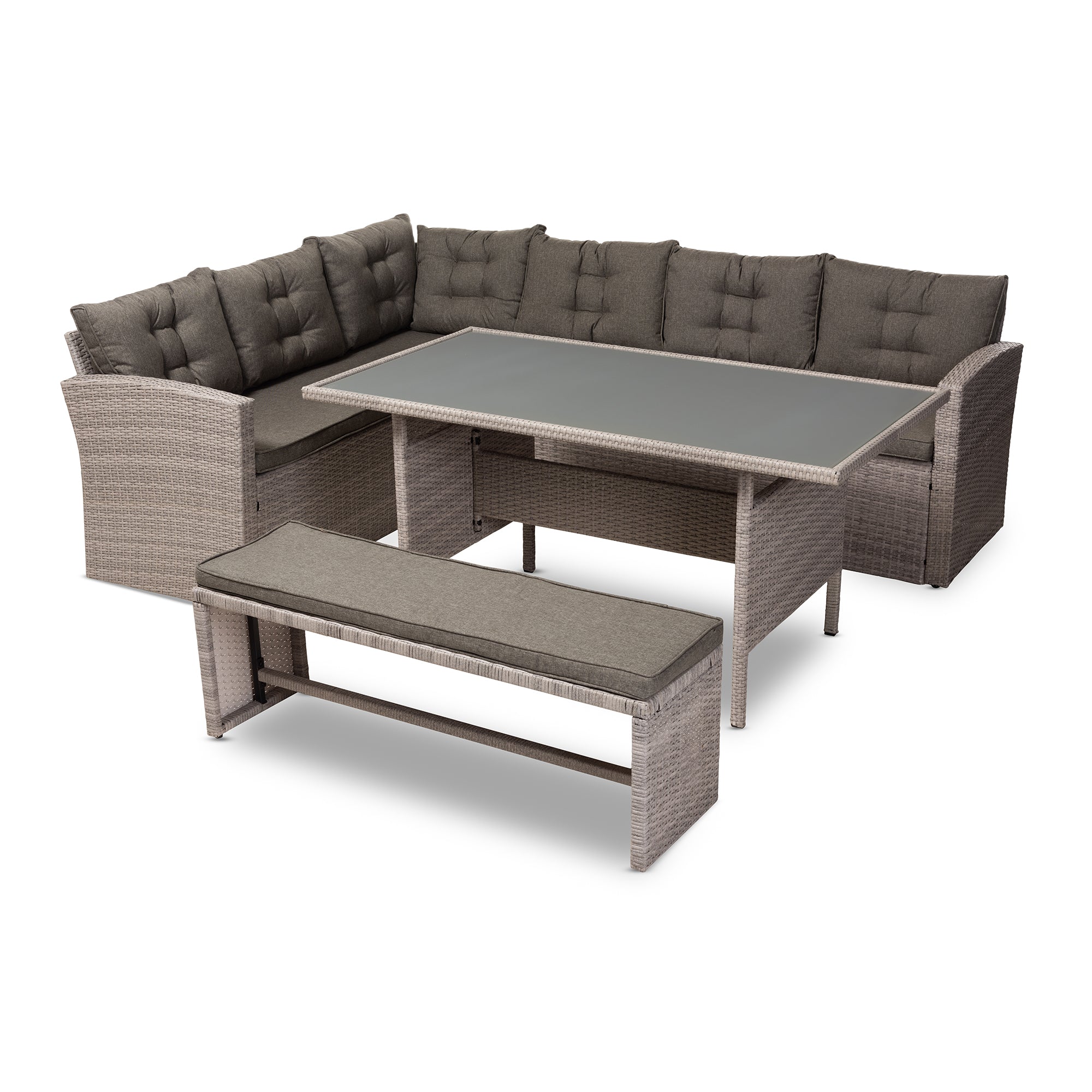 Eneas Contemporary Sofa & Bench & Table 3-Piece-Outdoor Set-Baxton Studio - WI-Wall2Wall Furnishings