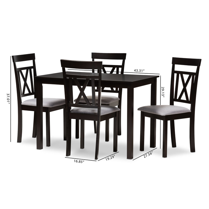 Rosie Contemporary Dining Table: Dining Chairs 5-Piece-Dining Table: Dining Chairs-Baxton Studio - WI-Wall2Wall Furnishings
