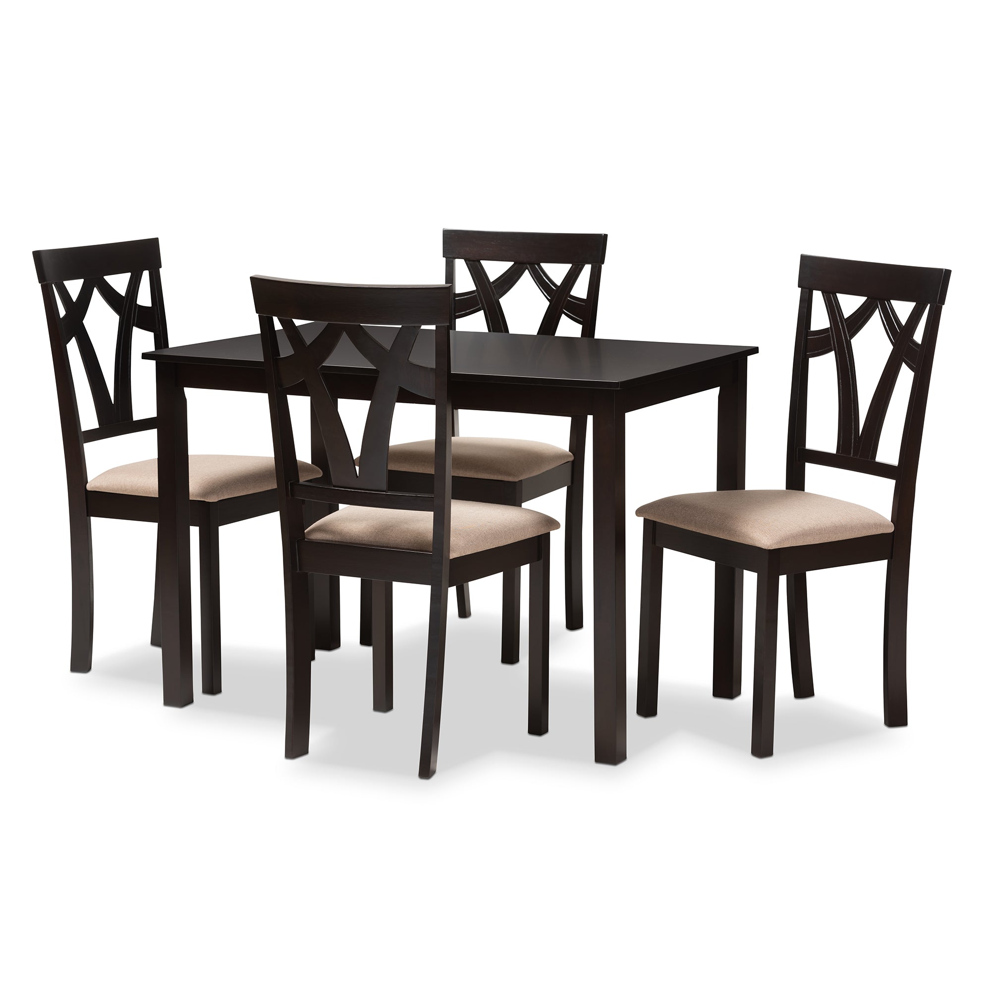 Sylvia Contemporary Dining Table: Dining Chairs 5-Piece-Dining Table: Dining Chairs-Baxton Studio - WI-Wall2Wall Furnishings