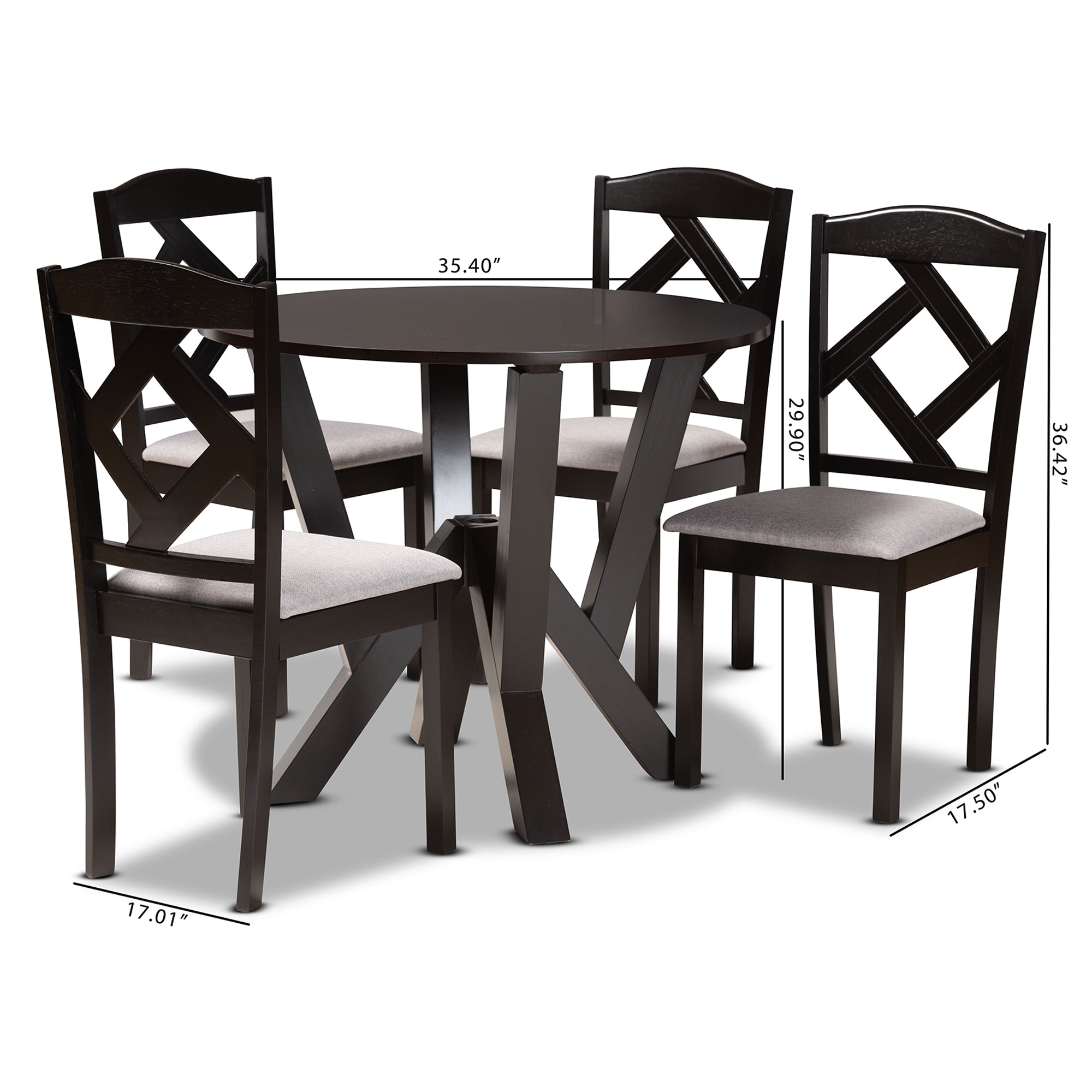 Riona Transitional Dining Table & Dining Chairs 5-Piece-Dining Set-Baxton Studio - WI-Wall2Wall Furnishings