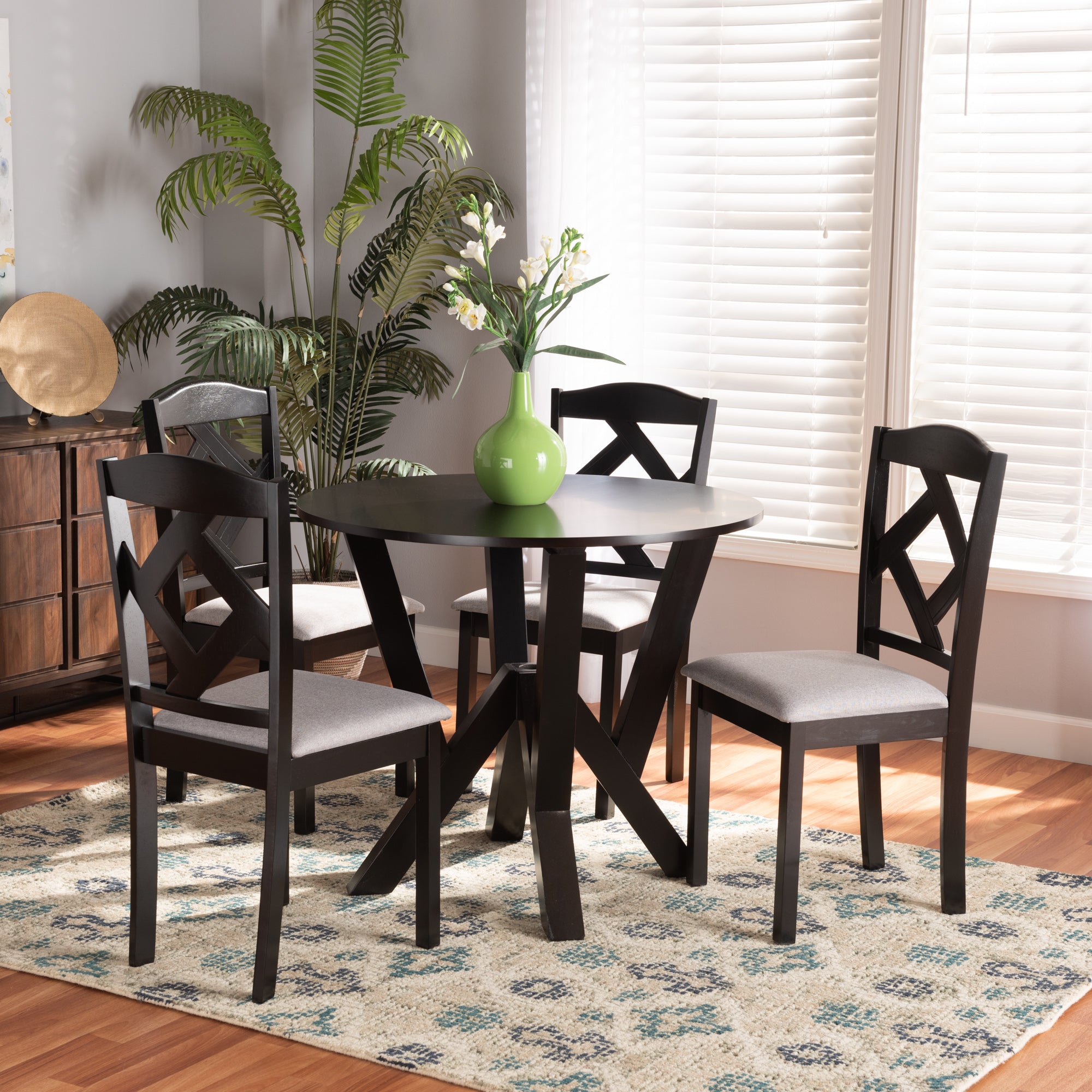 Riona Transitional Dining Table & Dining Chairs 5-Piece-Dining Set-Baxton Studio - WI-Wall2Wall Furnishings