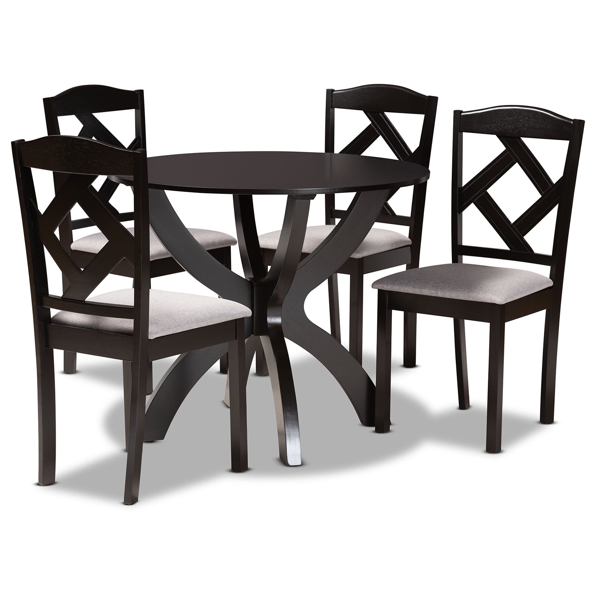 Nesa Transitional Dining Table & Dining Chairs 5-Piece-Dining Set-Baxton Studio - WI-Wall2Wall Furnishings