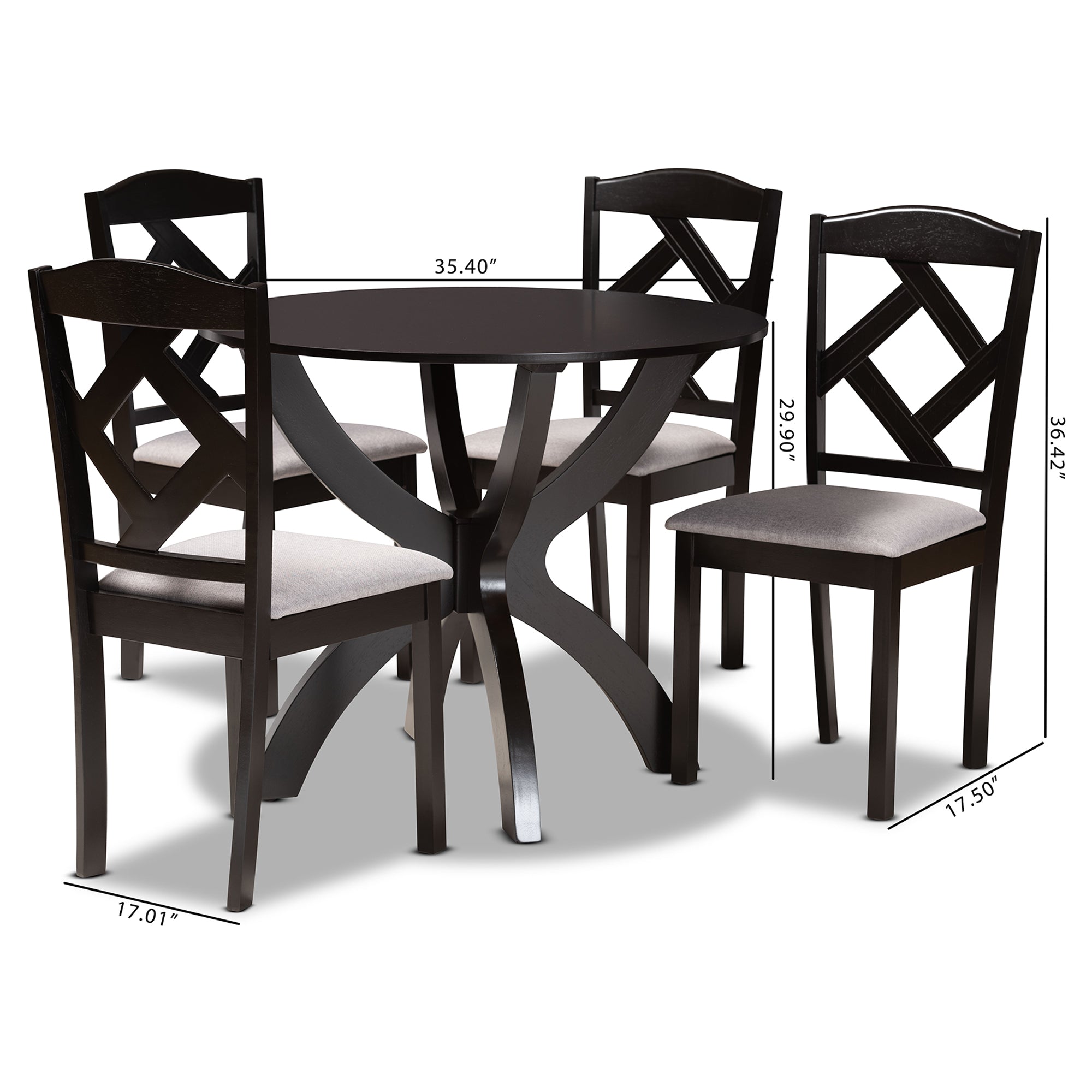 Nesa Transitional Dining Table & Dining Chairs 5-Piece-Dining Set-Baxton Studio - WI-Wall2Wall Furnishings
