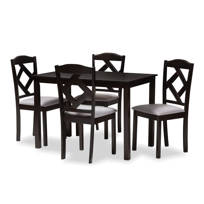 Ruth Contemporary Dining Table: Dining Chairs 5-Piece-Dining Table: Dining Chairs-Baxton Studio - WI-Wall2Wall Furnishings