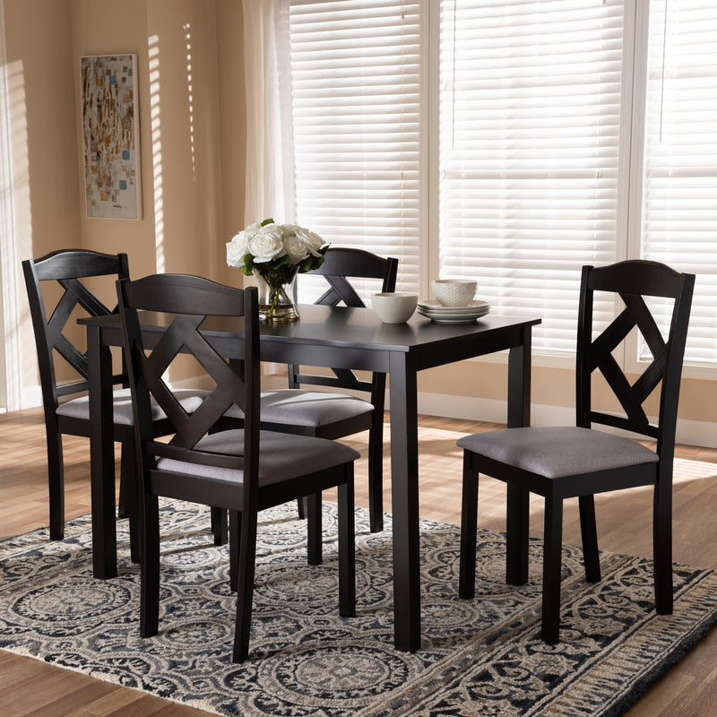 Ruth Contemporary Dining Table: Dining Chairs 5-Piece-Dining Table: Dining Chairs-Baxton Studio - WI-Wall2Wall Furnishings