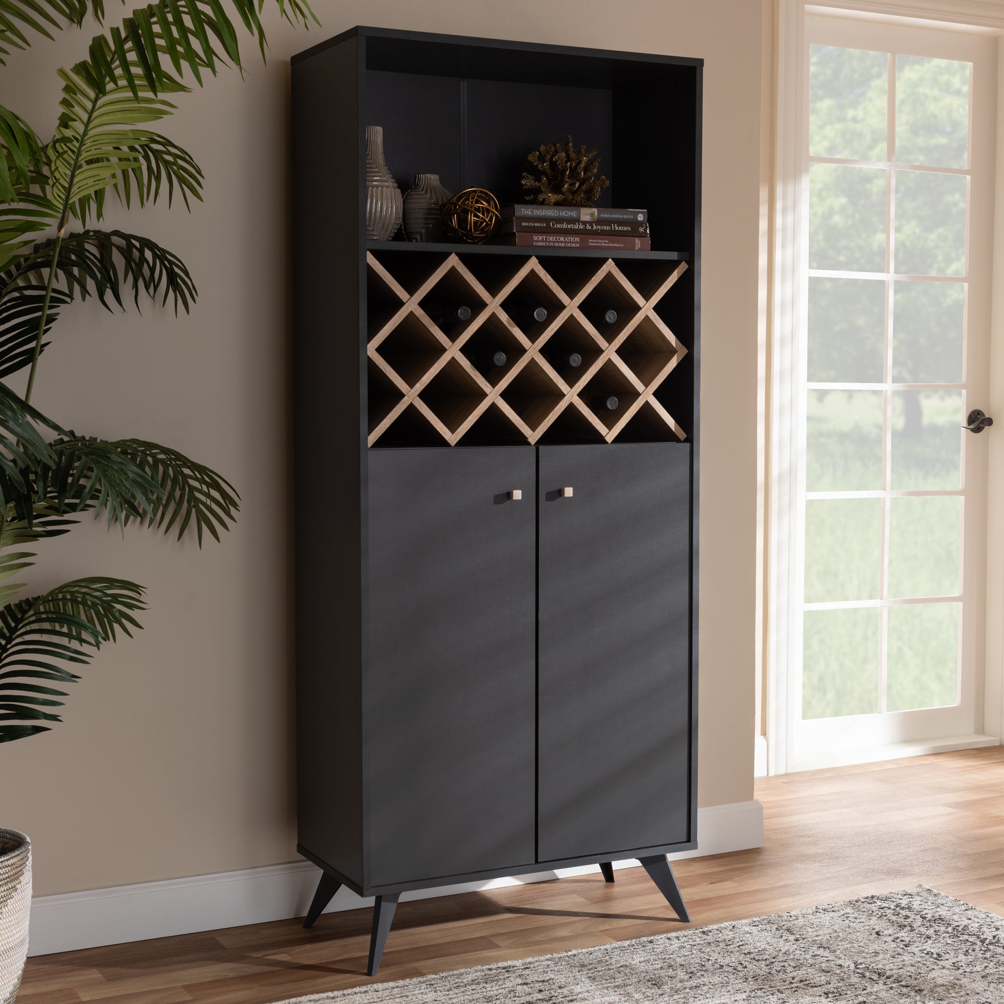 Serafino Mid-Century Wine Cabinet-Wine Cabinet-Baxton Studio - WI-Wall2Wall Furnishings