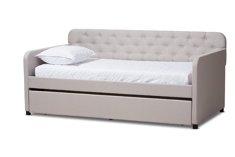 Camelia Contemporary Daybed Button-Tufted with Roll-Out Trundle Guest Bed-Daybed-Baxton Studio - WI-Wall2Wall Furnishings