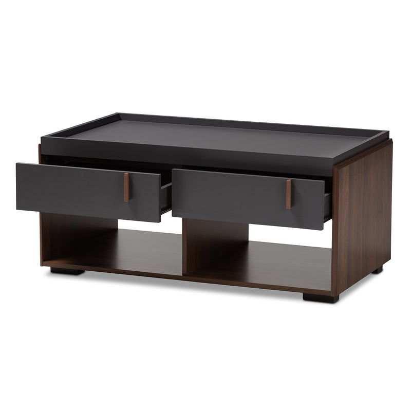 Rikke Contemporary Coffee Table Two-Tone 2-Drawer-Coffee Table-Baxton Studio - WI-Wall2Wall Furnishings