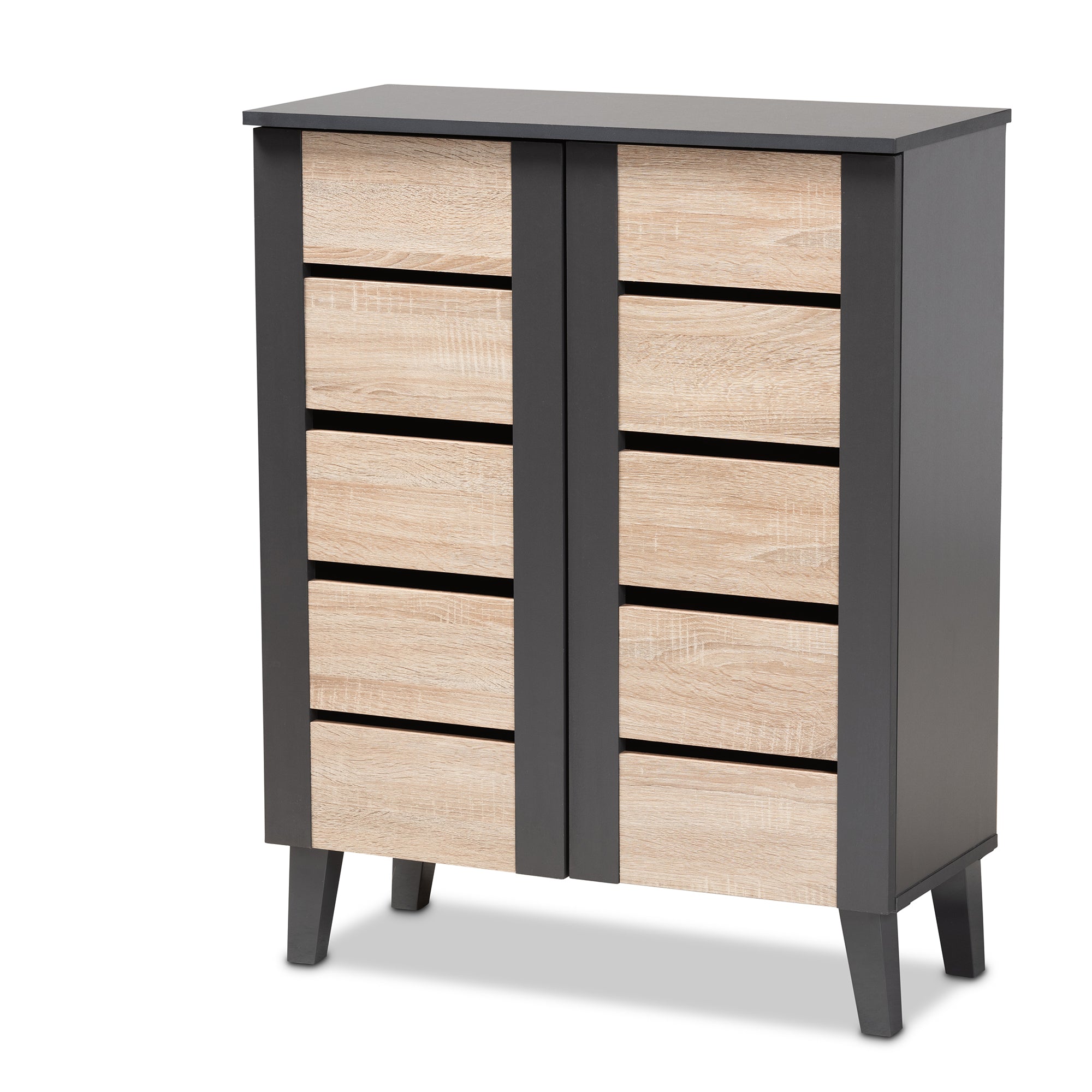 Melle Contemporary Shoe Cabinet Two-Tone 2-Door-Shoe Cabinet-Baxton Studio - WI-Wall2Wall Furnishings