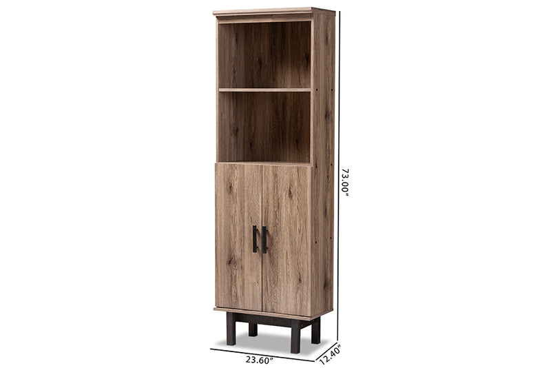 Arend Contemporary Bookcase Two-Tone 2-Door-Bookcase-Baxton Studio - WI-Wall2Wall Furnishings