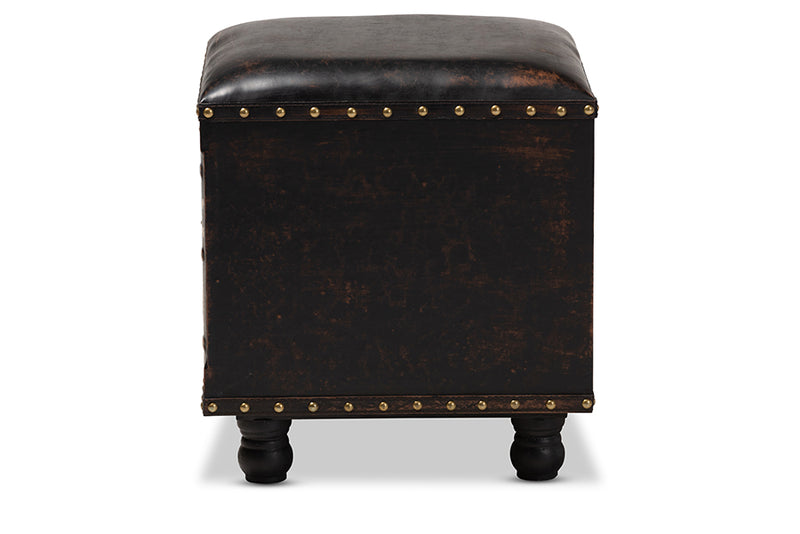 Charlier Rustic Ottoman with Book Spine Drawer-Ottoman-Baxton Studio - WI-Wall2Wall Furnishings