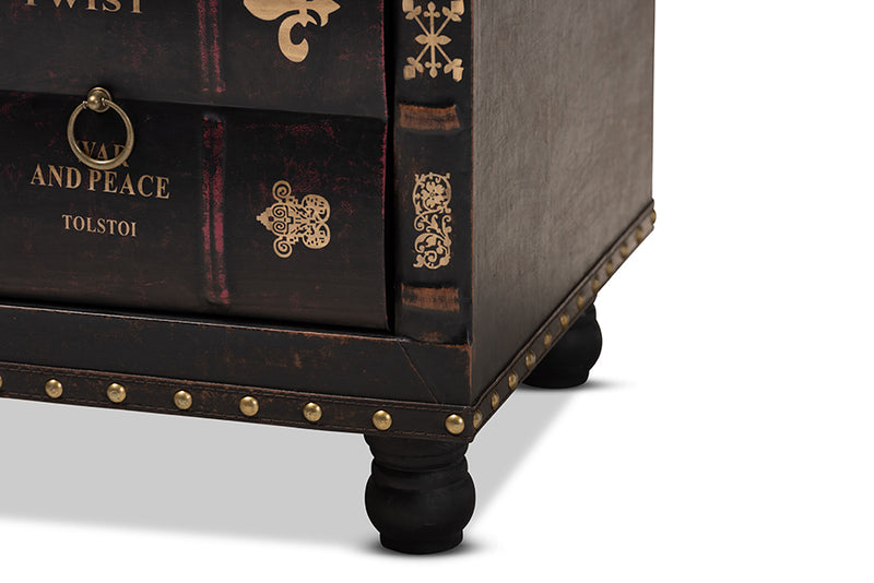 Charlier Rustic Ottoman with Book Spine Drawer-Ottoman-Baxton Studio - WI-Wall2Wall Furnishings