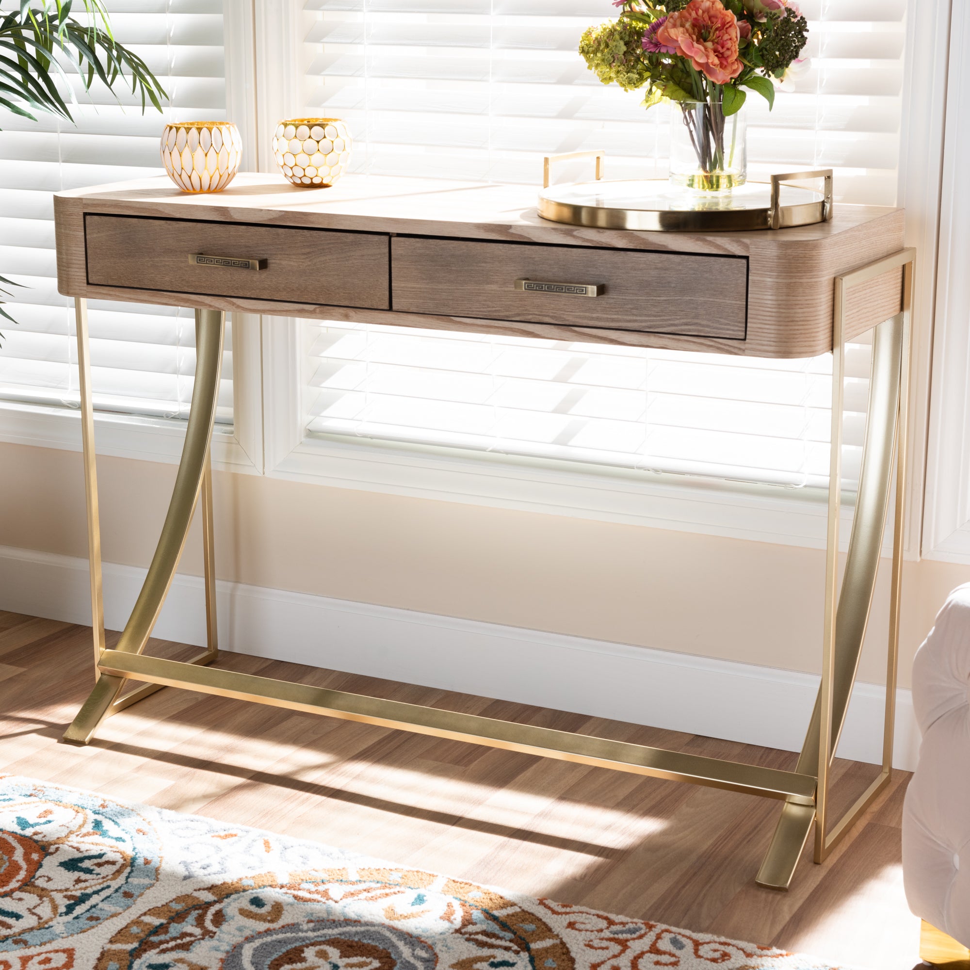 Lafoy Contemporary Console Table 2-Drawer-Console Table-Baxton Studio - WI-Wall2Wall Furnishings