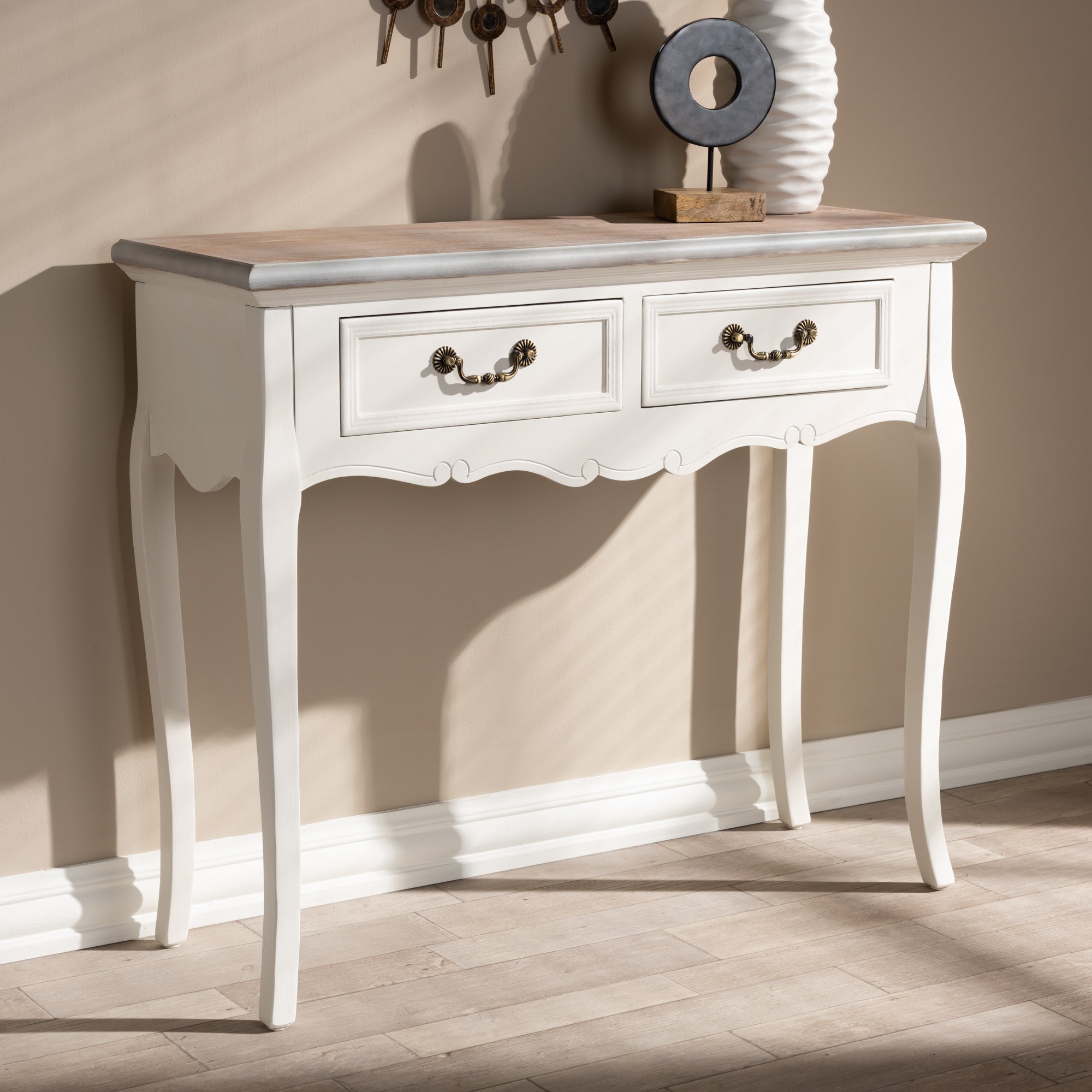 Capucine French Provincial Console Table 2-Drawer-Console Table-Baxton Studio - WI-Wall2Wall Furnishings