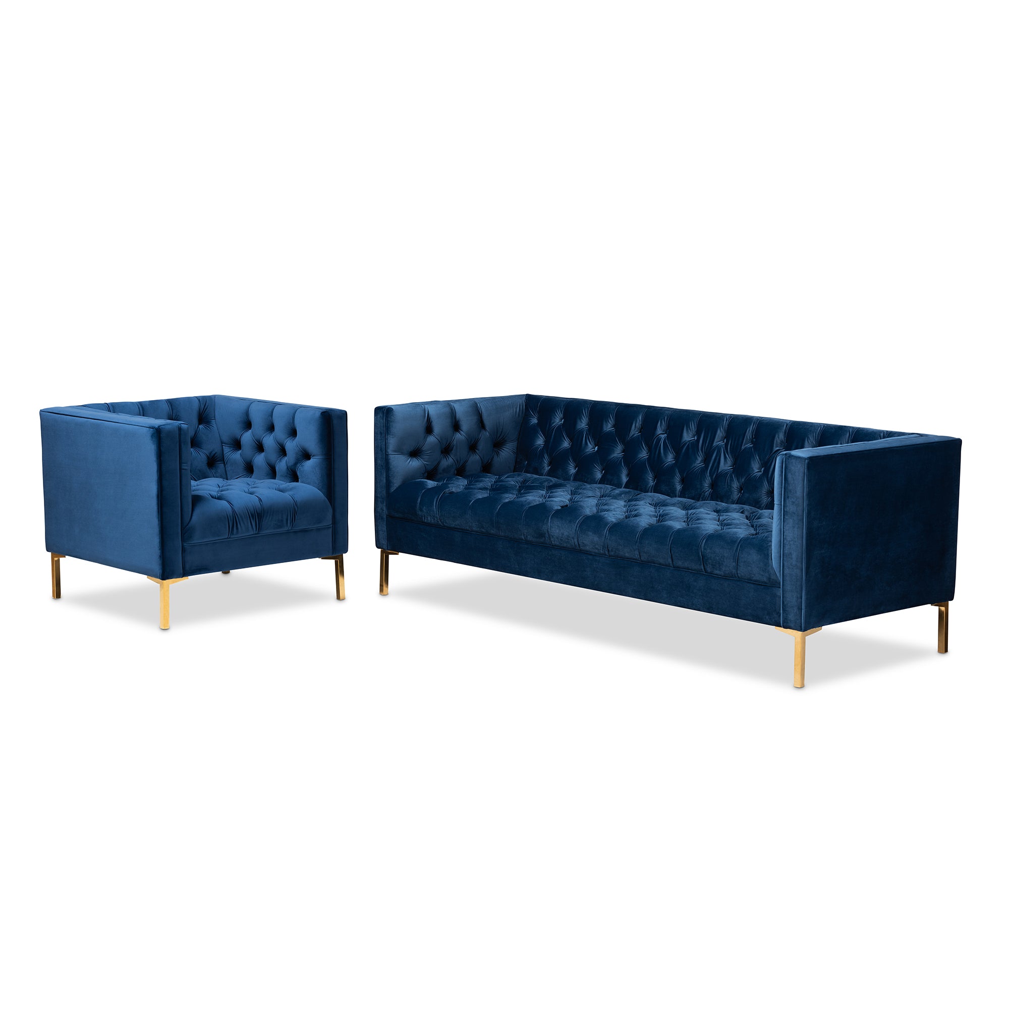 Zanetta Glamour Sofa & Chair 2-Piece-Sofa Set-Baxton Studio - WI-Wall2Wall Furnishings