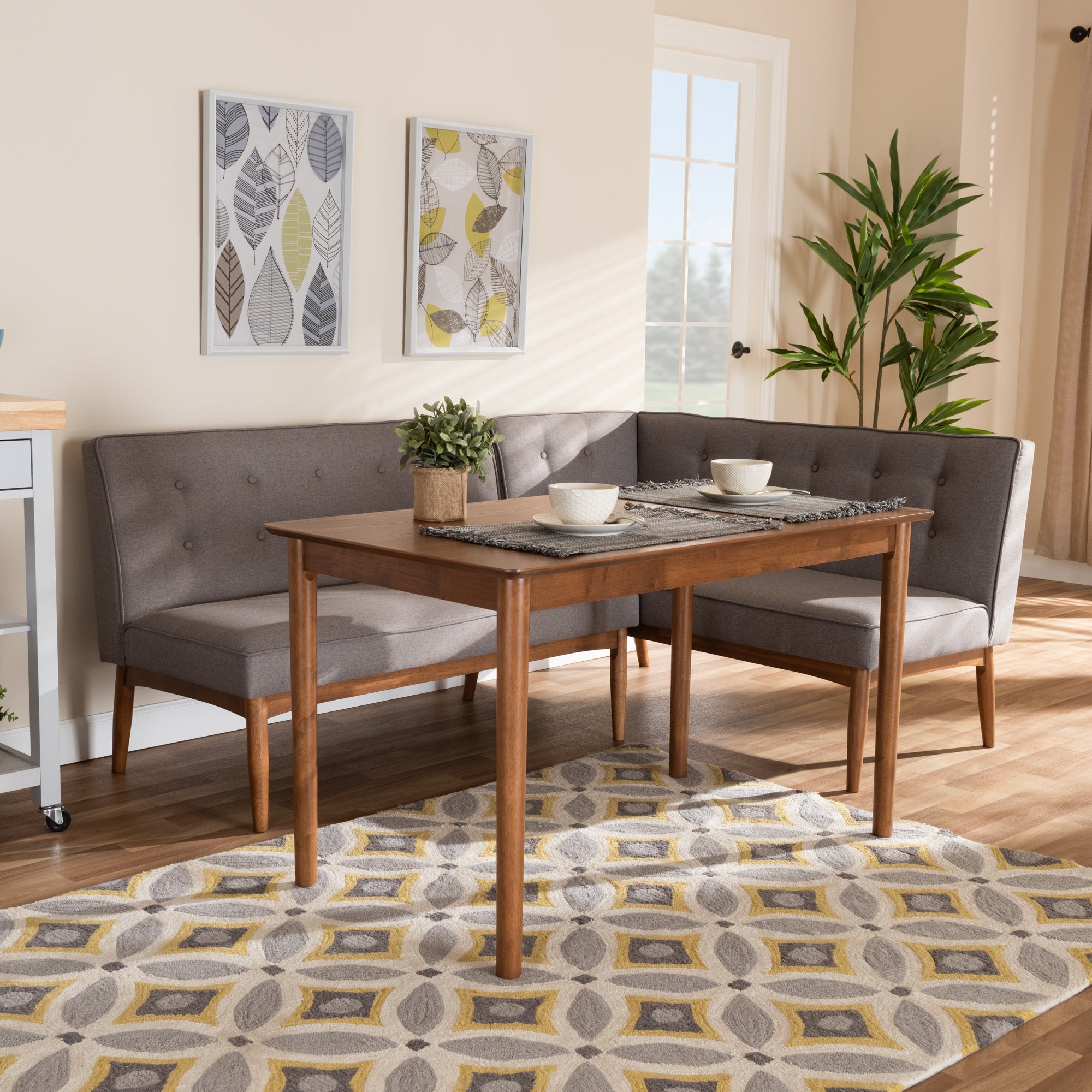 Arvid Mid-Century Table & Dining Bench-Dining Set-Baxton Studio - WI-Wall2Wall Furnishings