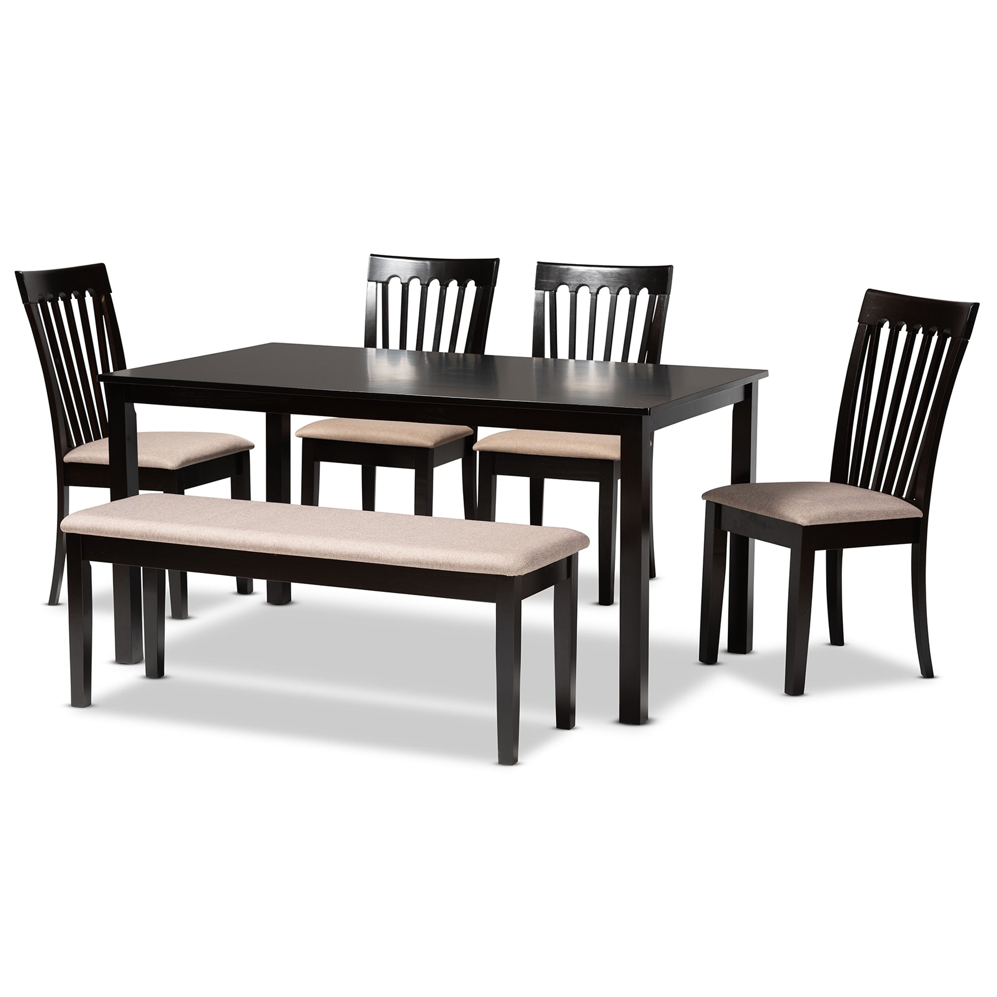 Minette Modern Table & Dining Chairs & Dining Bench 6-Piece-Dining Set-Baxton Studio - WI-Wall2Wall Furnishings
