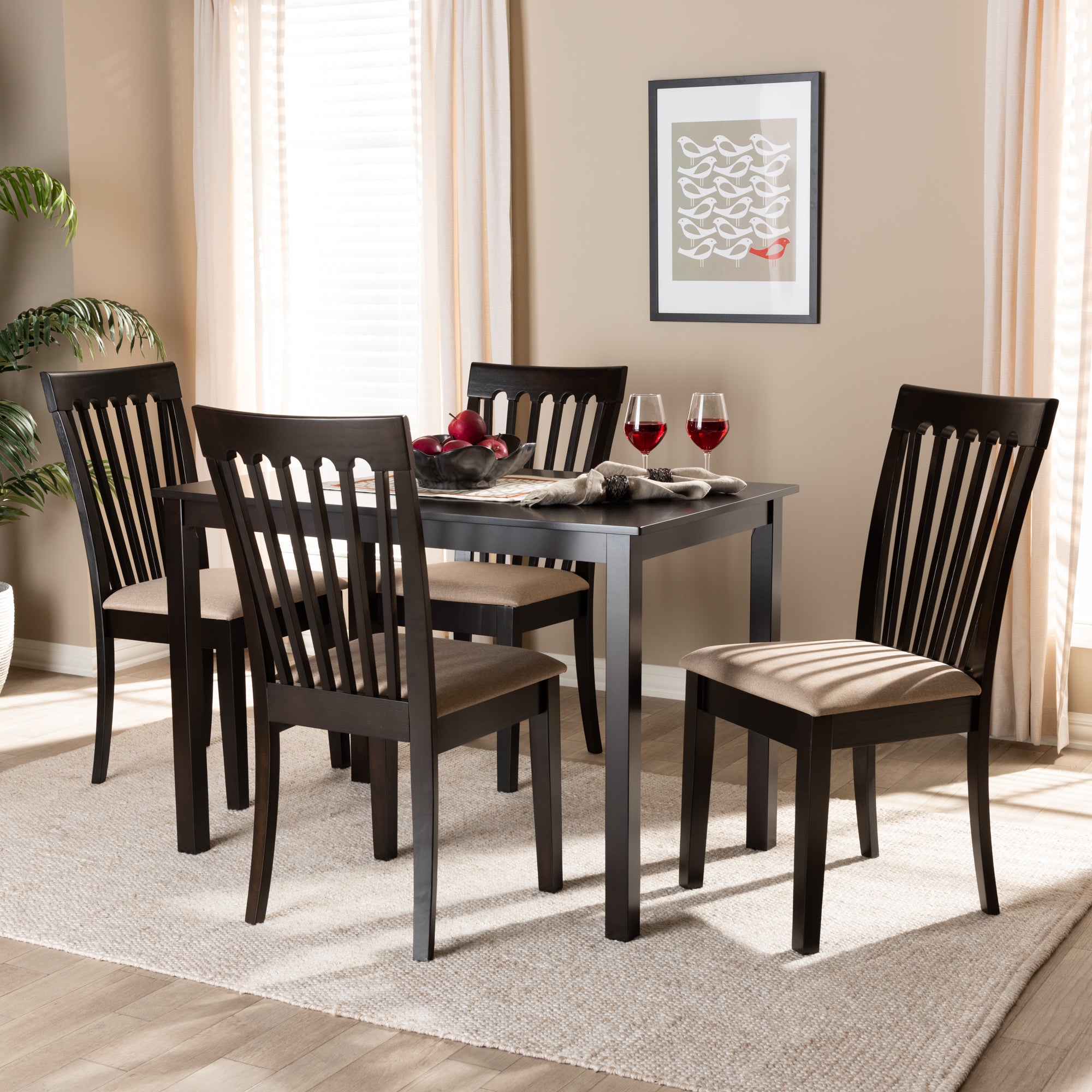 Minette Contemporary Table & Dining Chairs 5-Piece-Dining Set-Baxton Studio - WI-Wall2Wall Furnishings