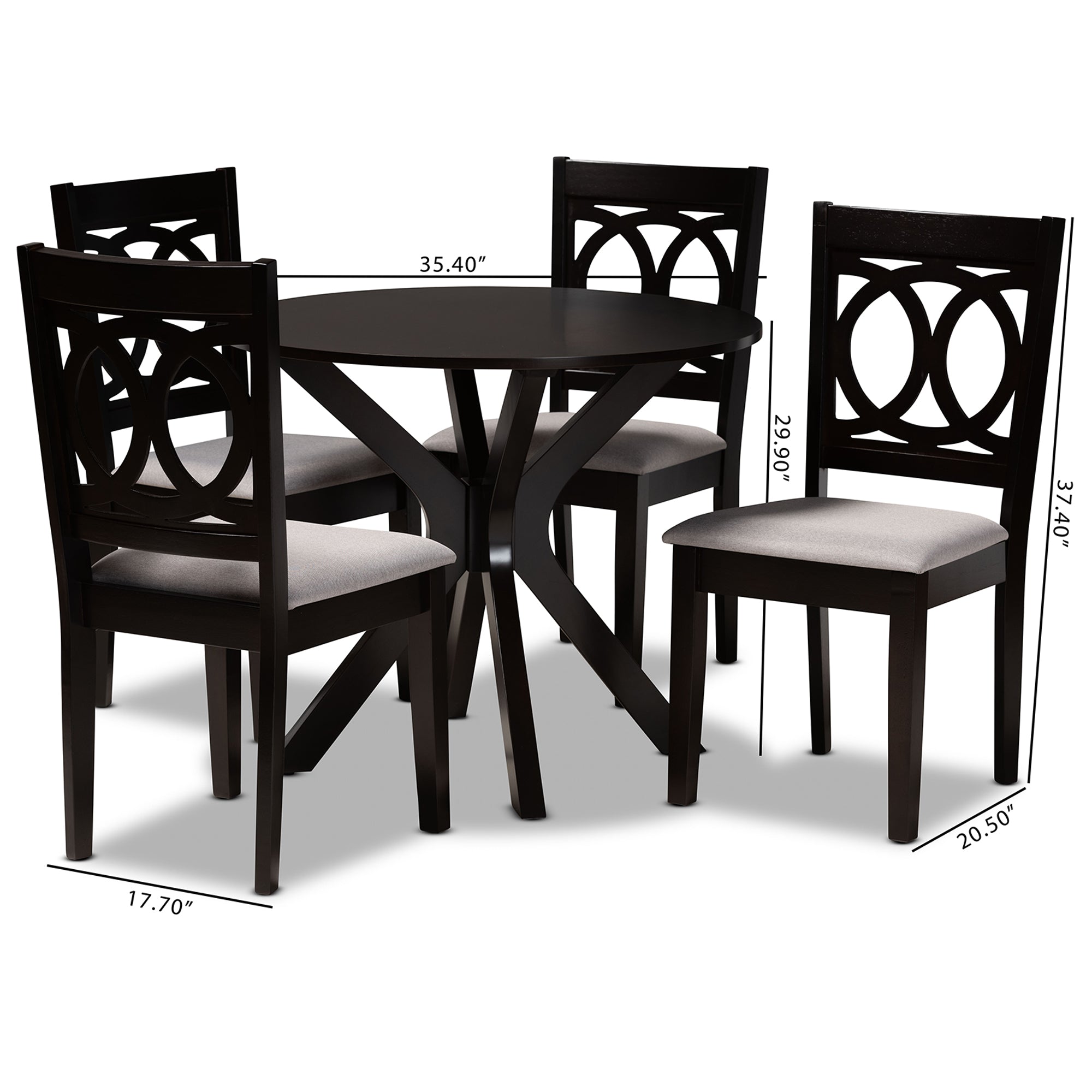 Sanne Modern Dining Table & Dining Chairs 5-Piece-Dining Set-Baxton Studio - WI-Wall2Wall Furnishings