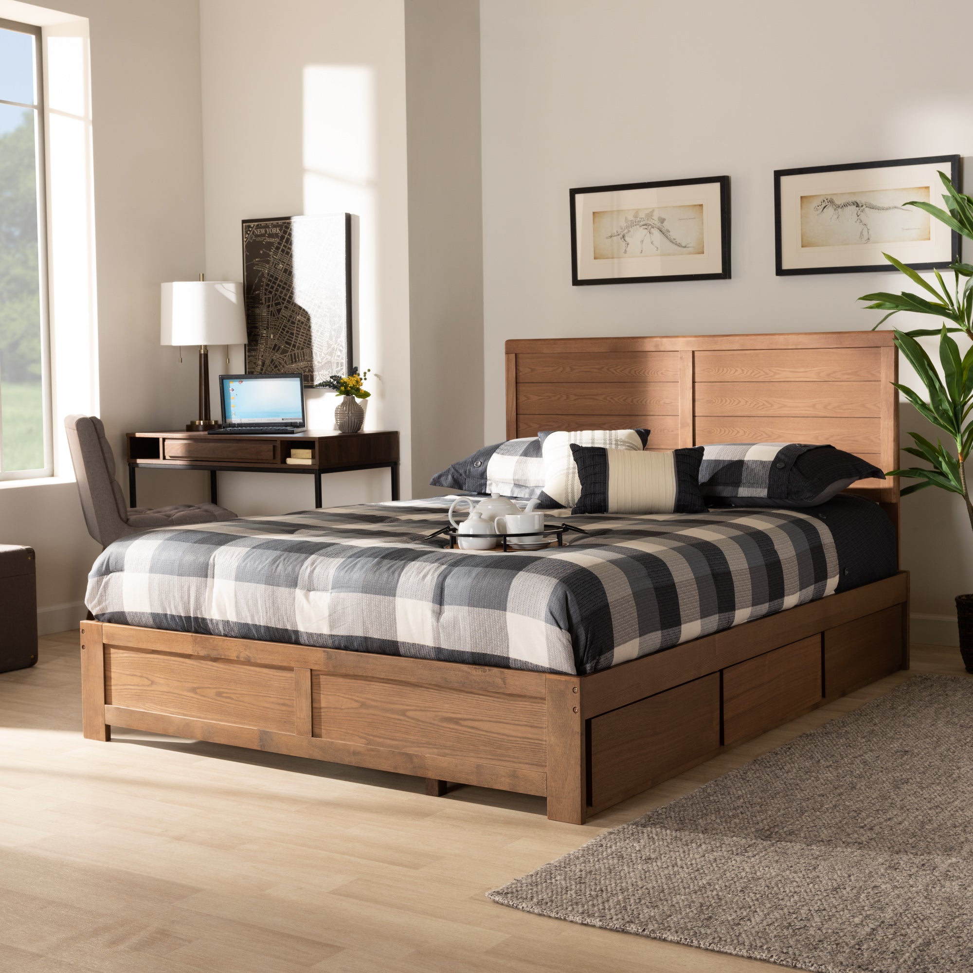 Lisa Modern Bed 3-Drawer-Bed-Baxton Studio - WI-Wall2Wall Furnishings