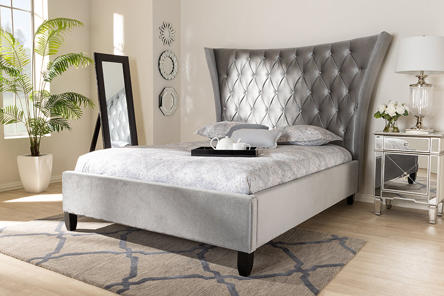 Viola Glamour Bed with Tall Wingback Headboard-Bed-Baxton Studio - WI-Wall2Wall Furnishings