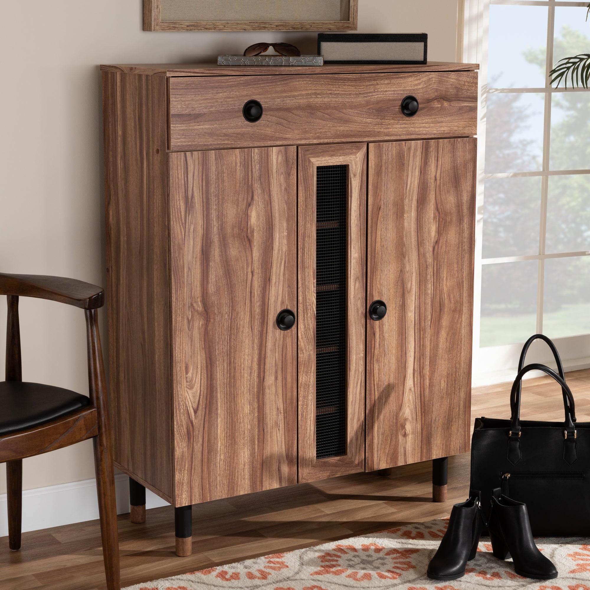 Valina Contemporary Shoe Cabinet 2-Door with Drawer-Shoe Cabinet-Baxton Studio - WI-Wall2Wall Furnishings