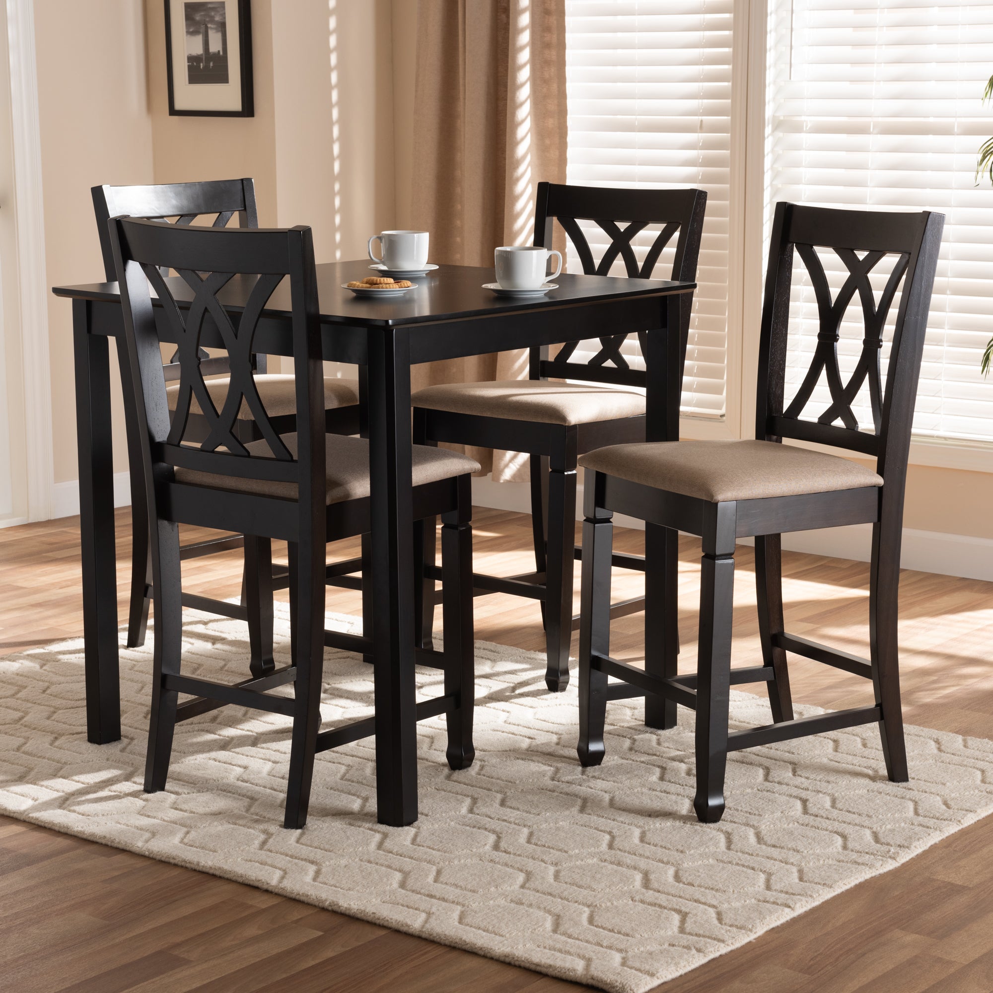 Reneau Contemporary Pub Table & Counter Stools 5-Piece-Dining Set-Baxton Studio - WI-Wall2Wall Furnishings